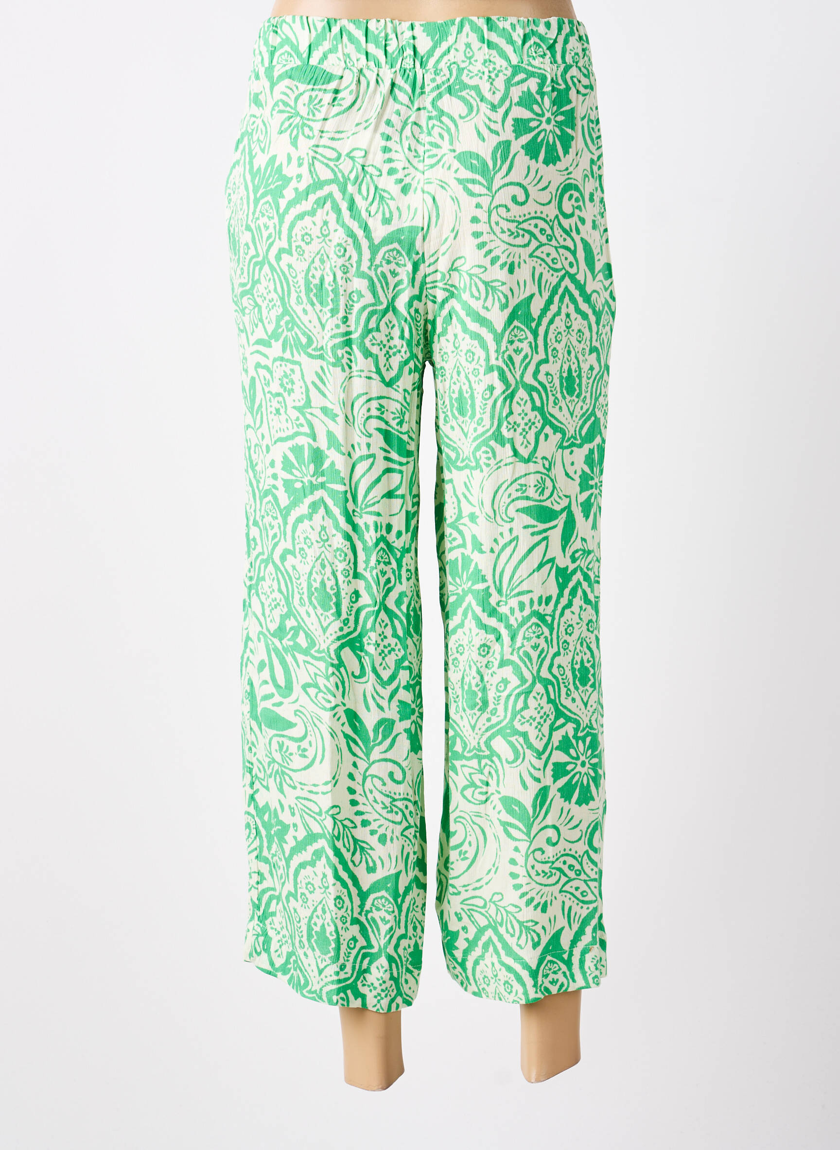 Pantalon 7/8 talie elastică mărime normală verde ICHI femeie