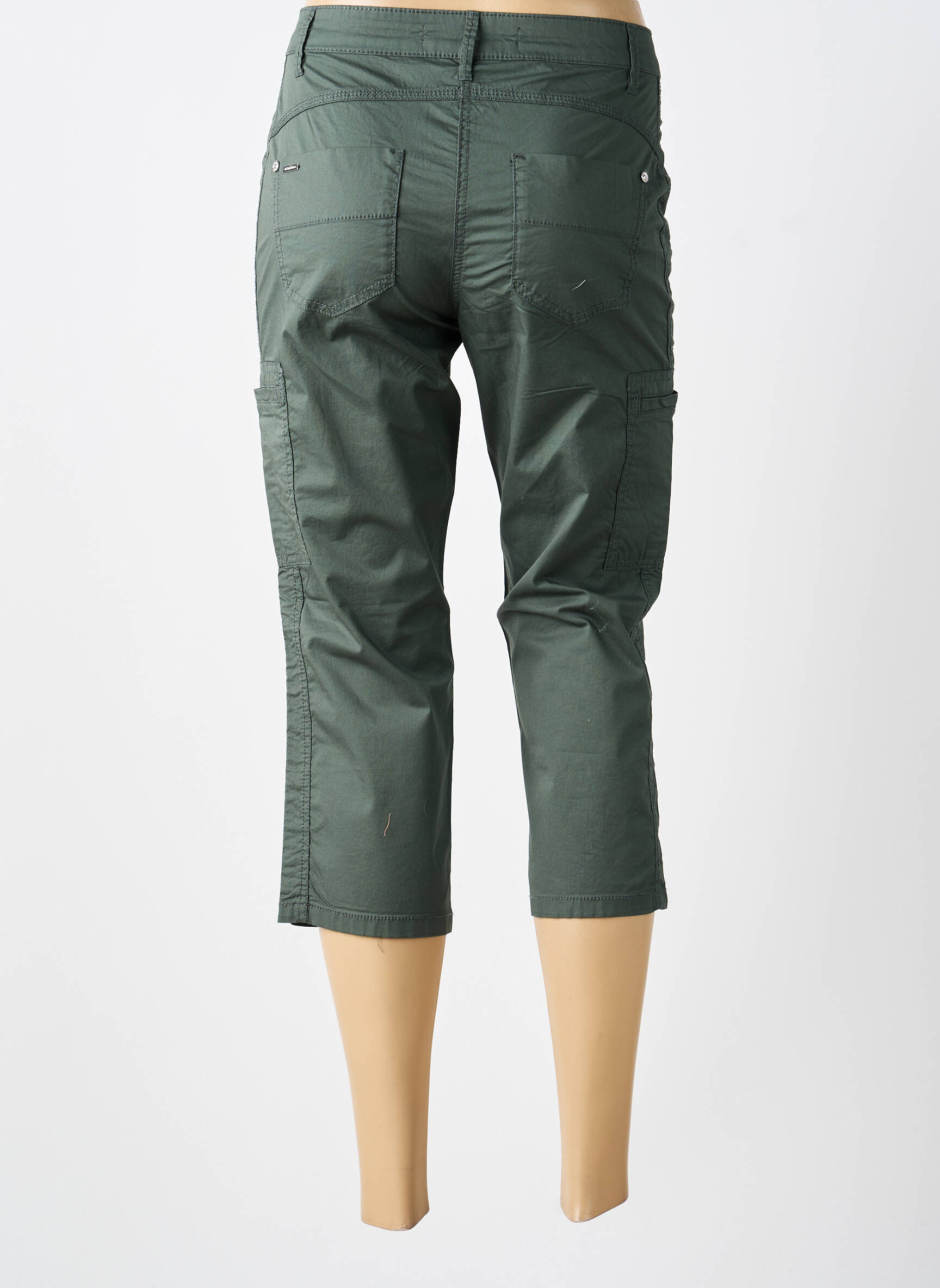 Pantalon trei sferturi țesătură poplin mărime normală verde STREET ONE femeie