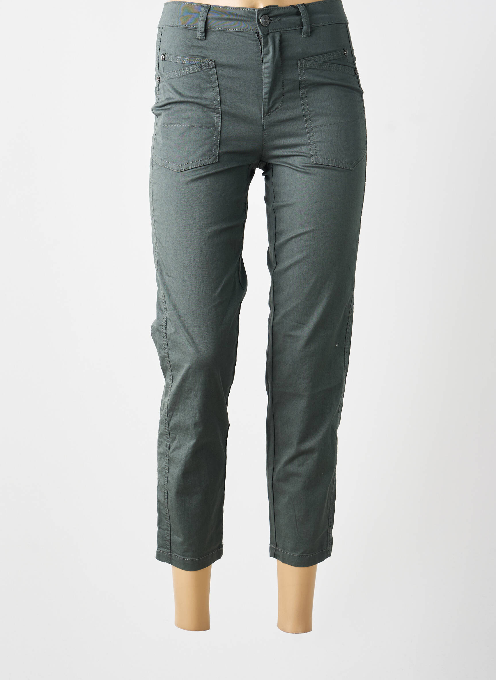 Pantalon 7/8 țesătură poplin mărime normală verde STREET ONE femeie