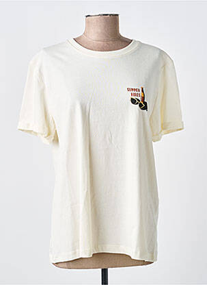 Tricou serigrafie flockată mâneci scurte bej LEE COOPER femeie