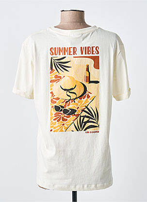 Tricou serigrafie flockată mâneci scurte bej LEE COOPER femeie