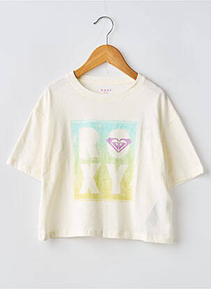 Tricou croială dreaptă mâneci scurte bej ROXY fată