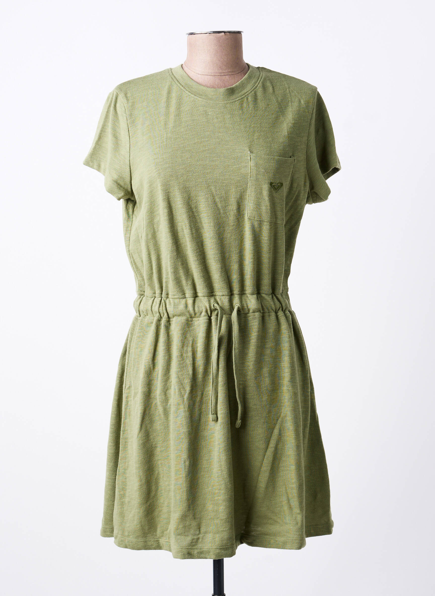Rochie scurtă mâneci scurte mâneci scurte verde ROXY femeie