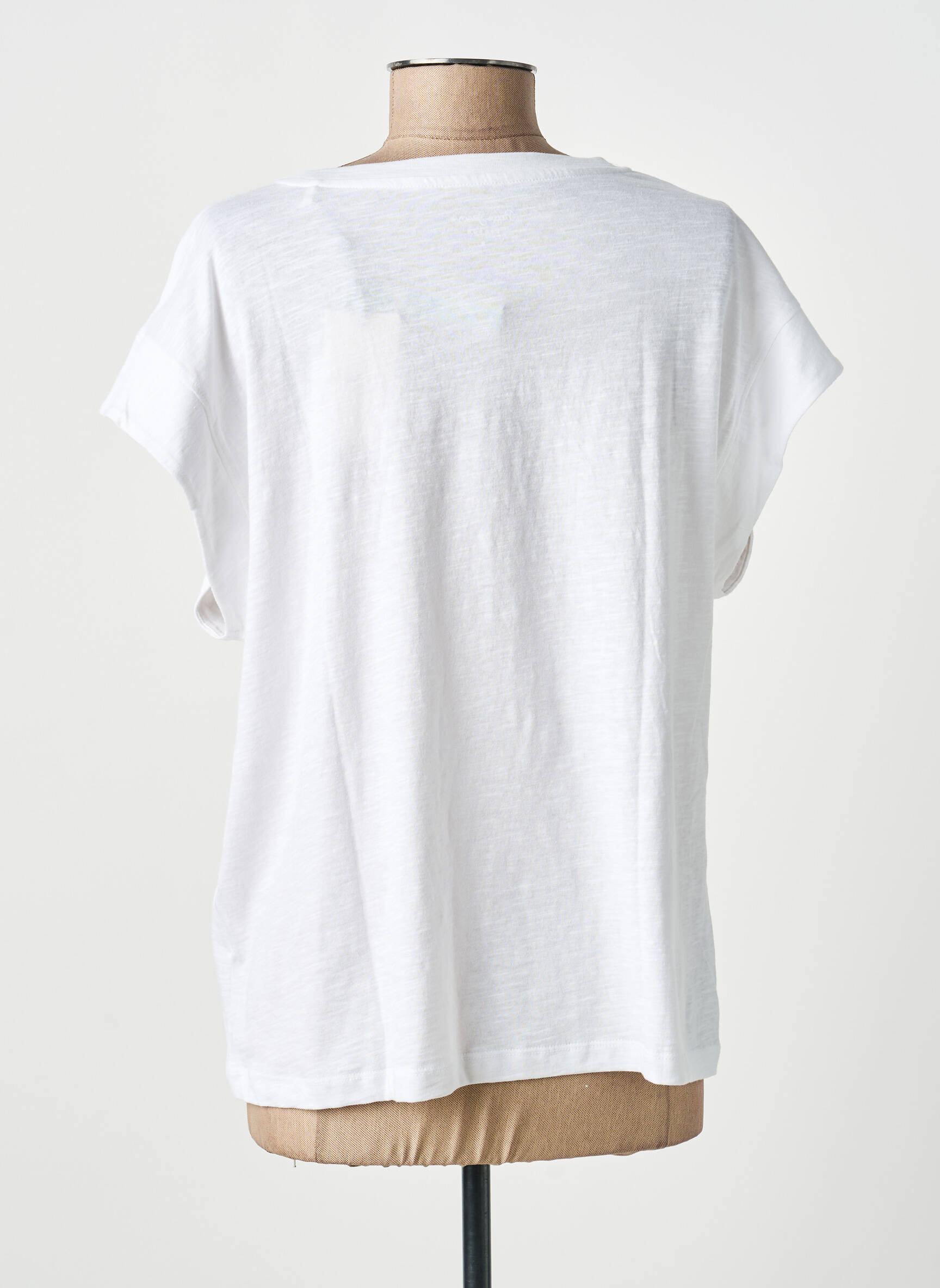 Tricou serigrafie cu strasuri mâneci scurte alb PEPE JEANS femeie