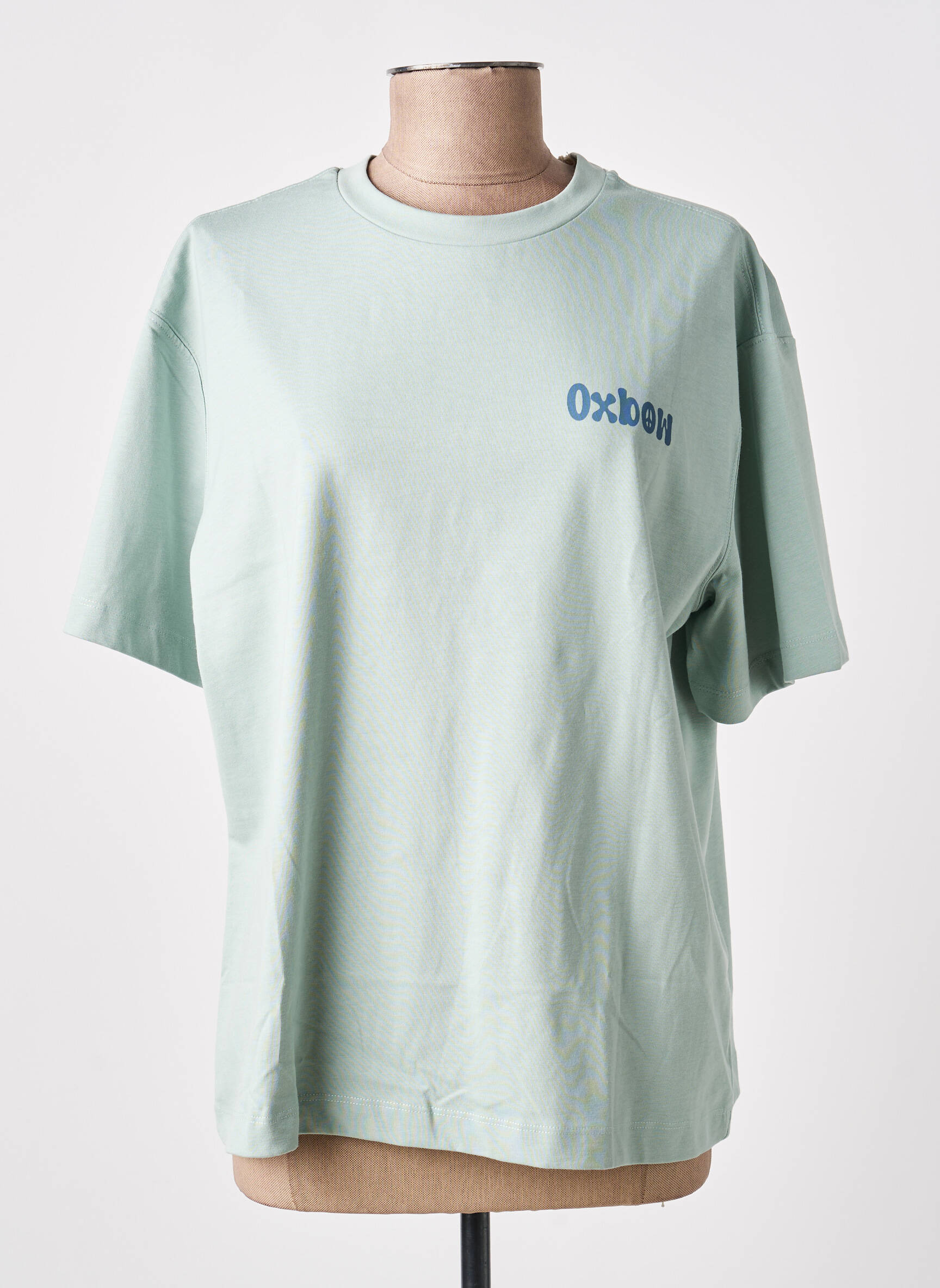 Tricou serigrafie flockată mâneci scurte albastru OXBOW femeie