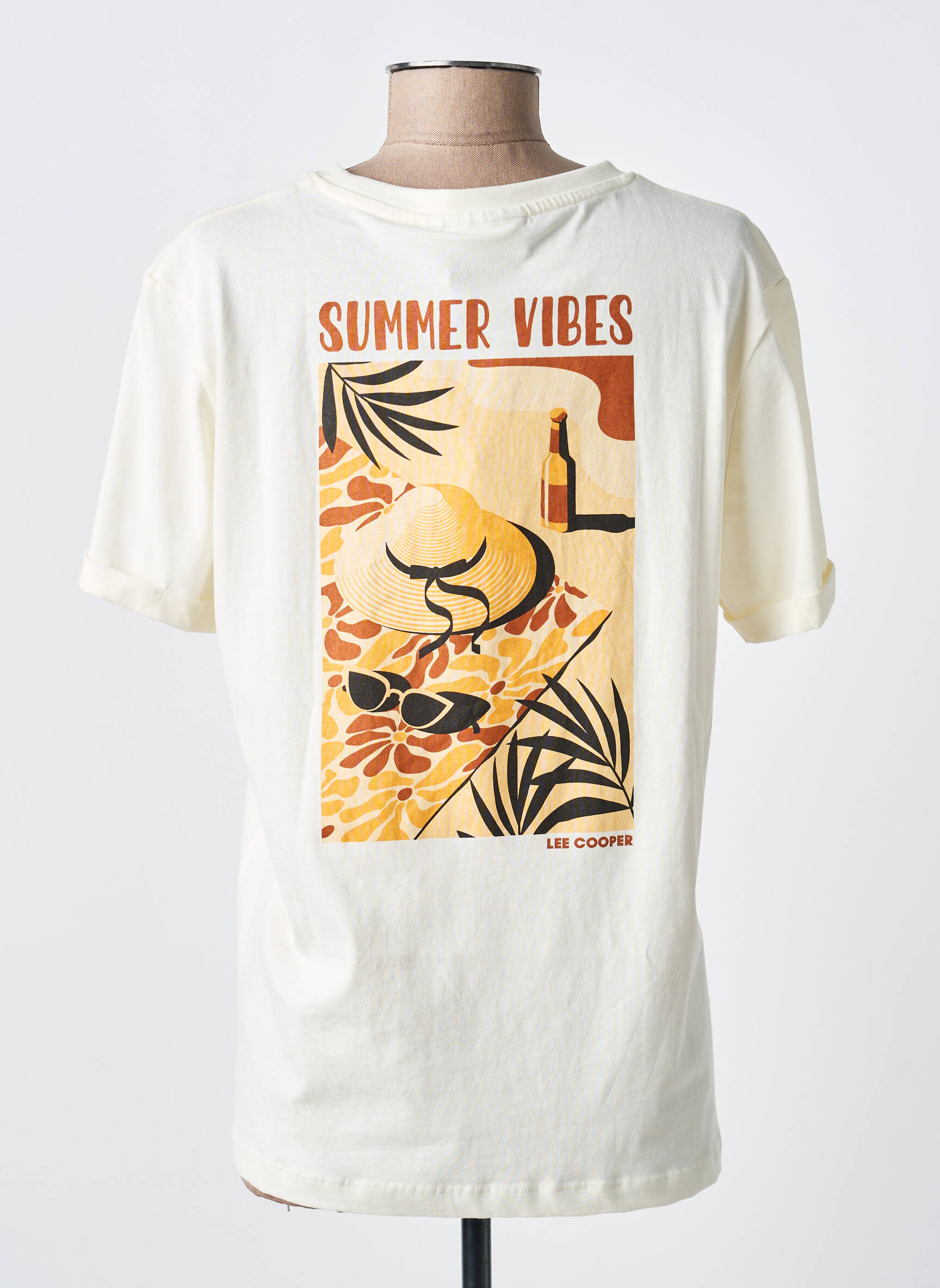 Tricou serigrafie flockată mâneci scurte bej LEE COOPER femeie