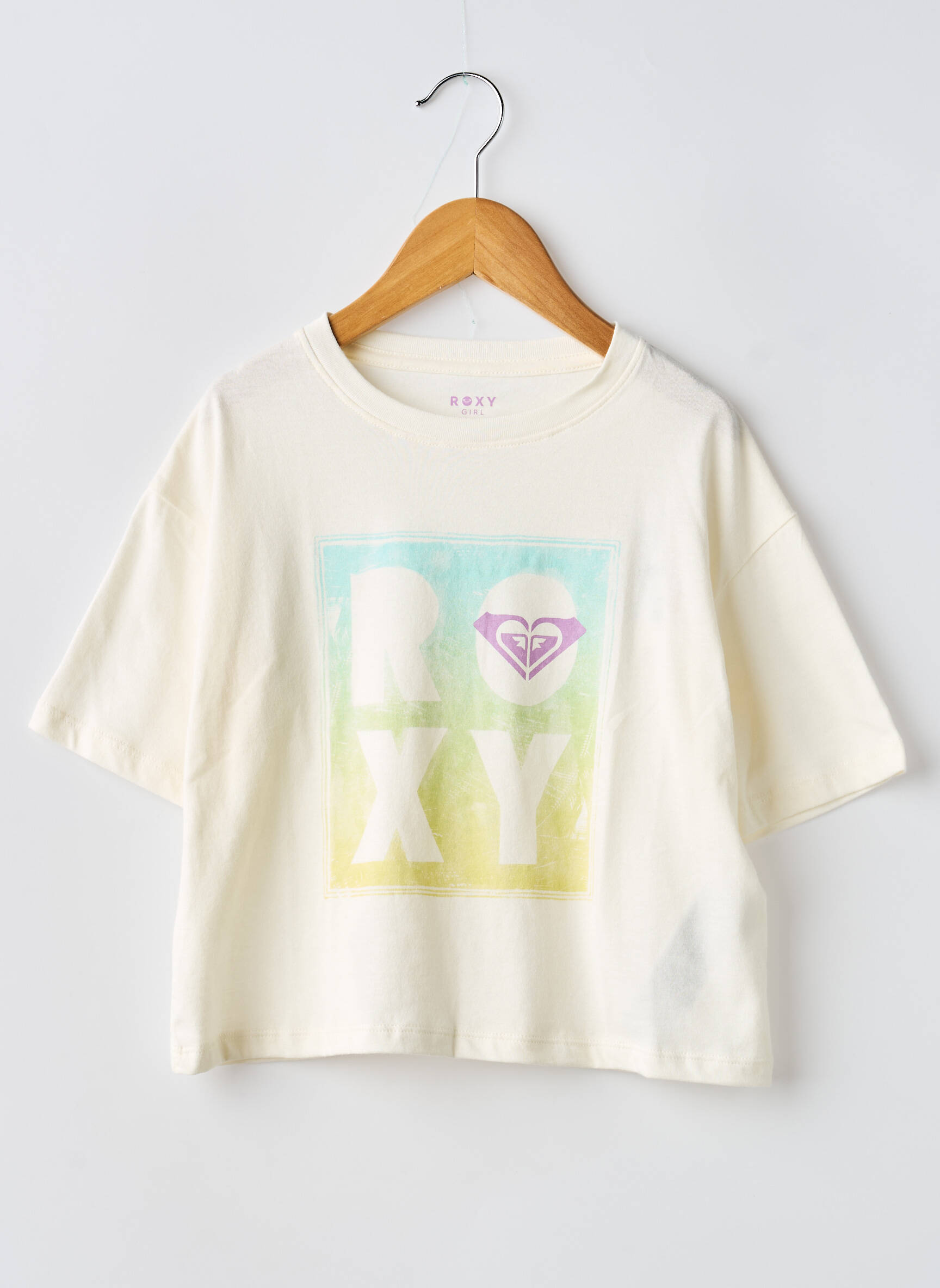 Tricou croială dreaptă mâneci scurte bej ROXY fată