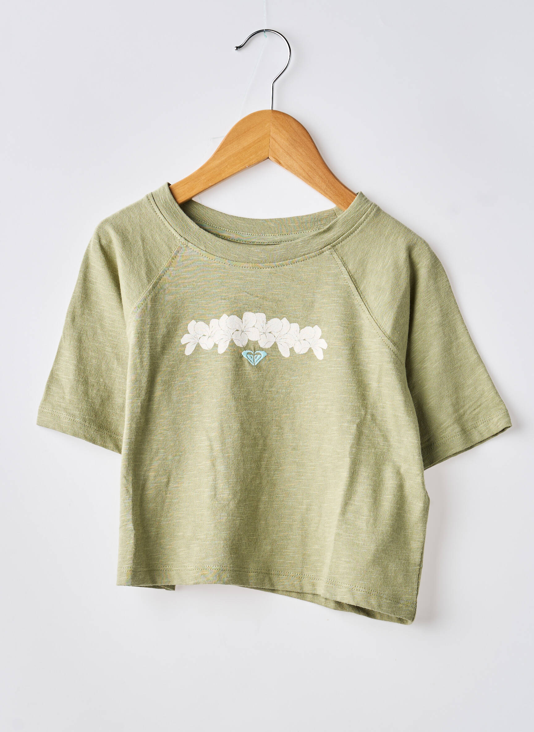 Tricou croială dreaptă mâneci scurte verde ROXY fată