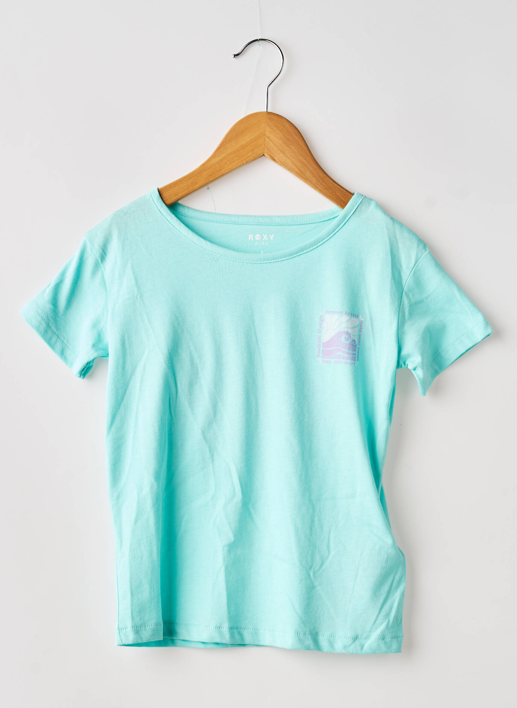 Tricou croială dreaptă mâneci scurte albastru ROXY fată
