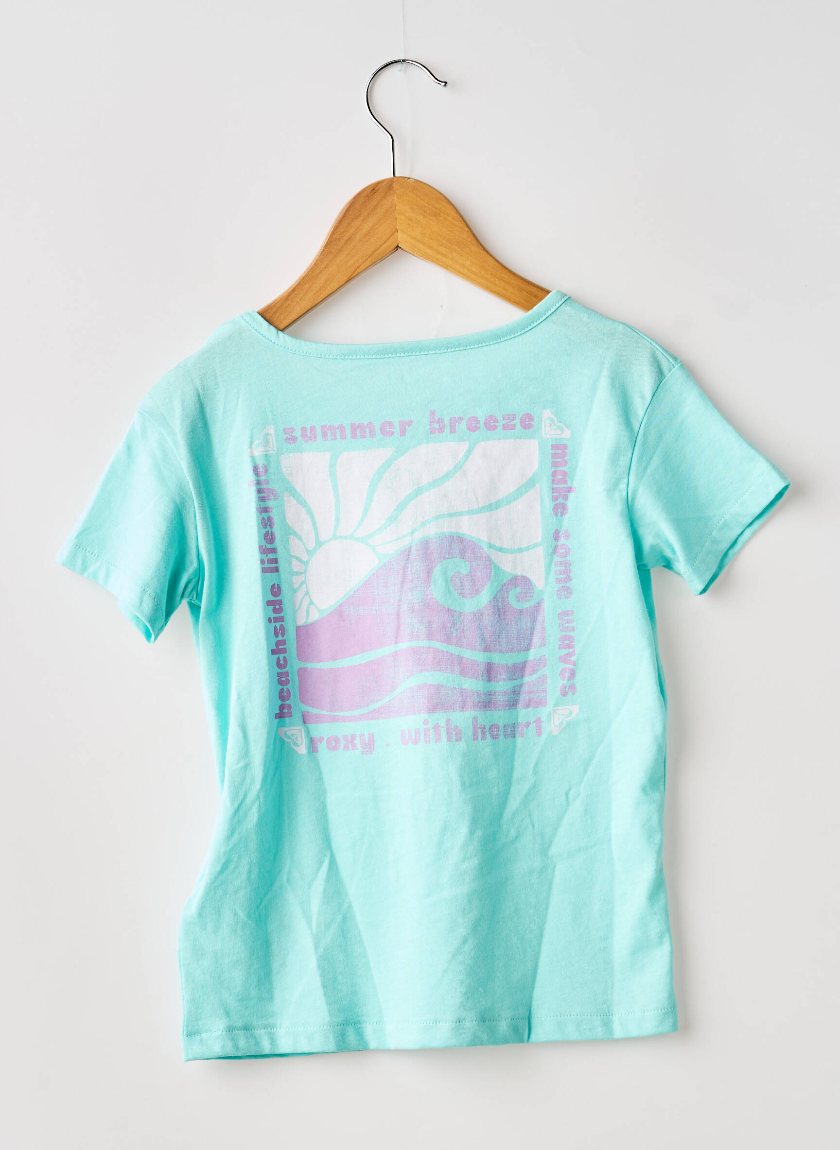 Tricou croială dreaptă mâneci scurte albastru ROXY fată