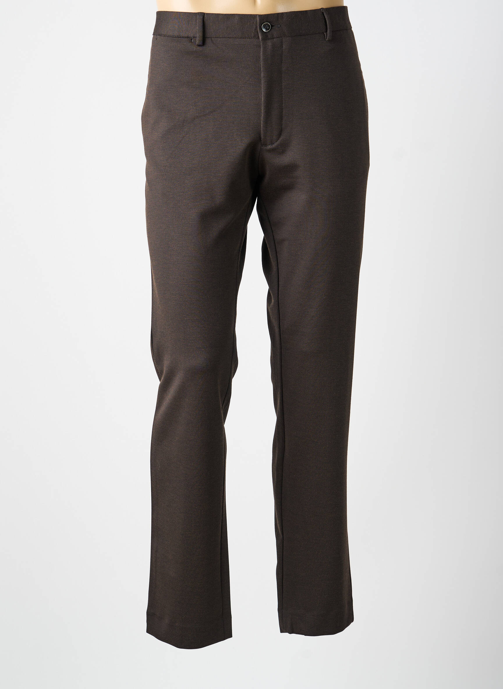 Pantalon slim țesătură poplin mărime normală maro LCDN bărbat