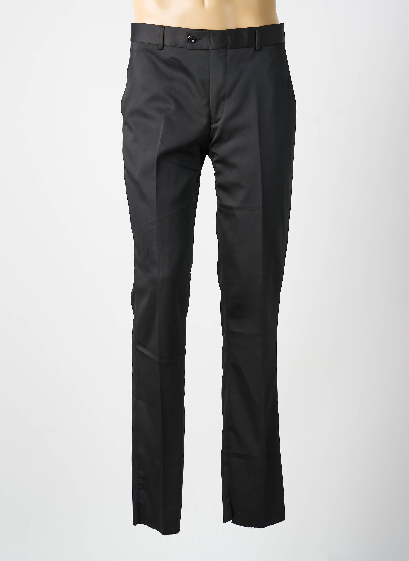 Pantalon drept țesătură poplin mărime normală negru BARBERINI bărbat