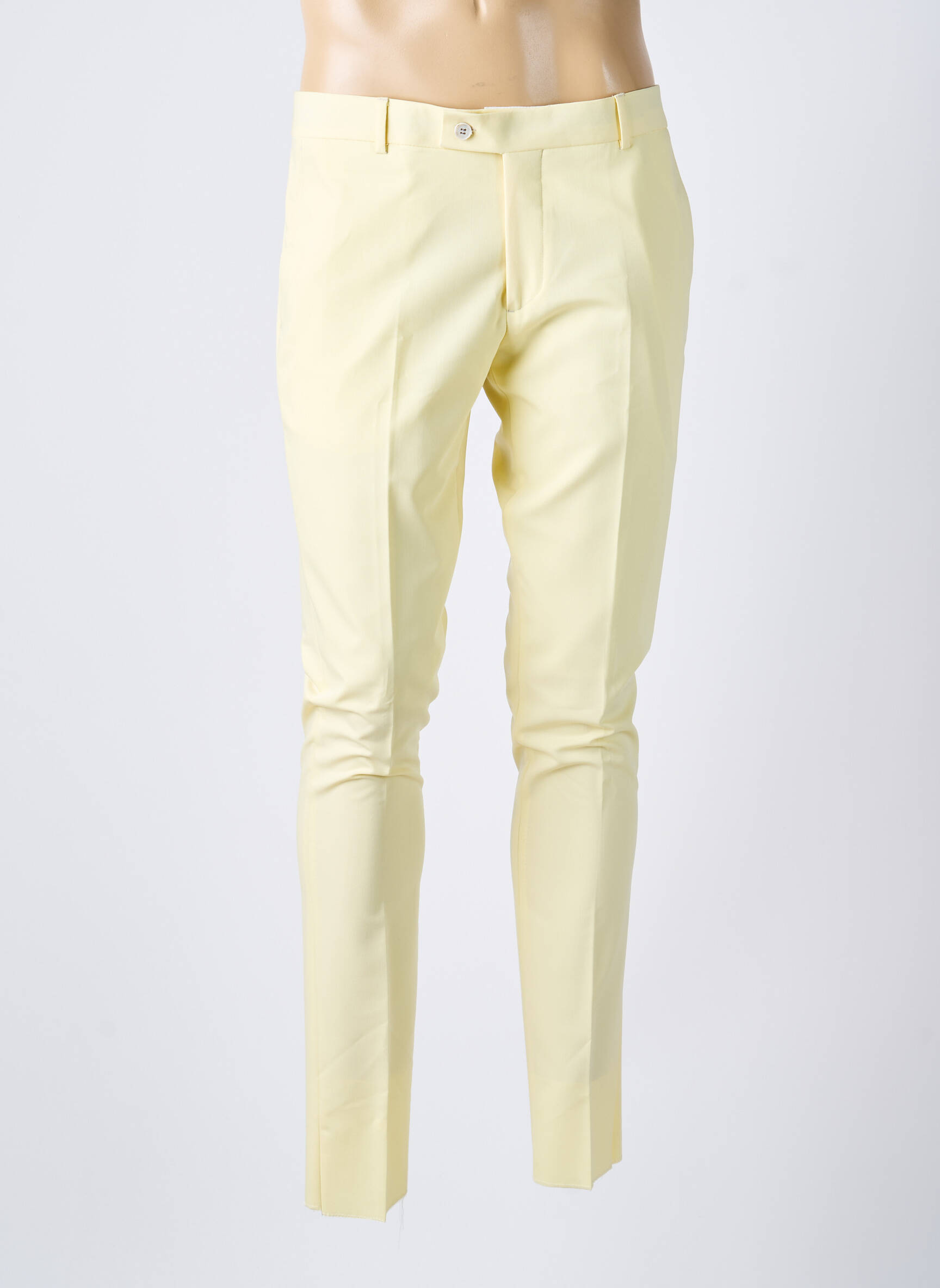 Pantalon drept țesătură poplin galben BARBERINI bărbat