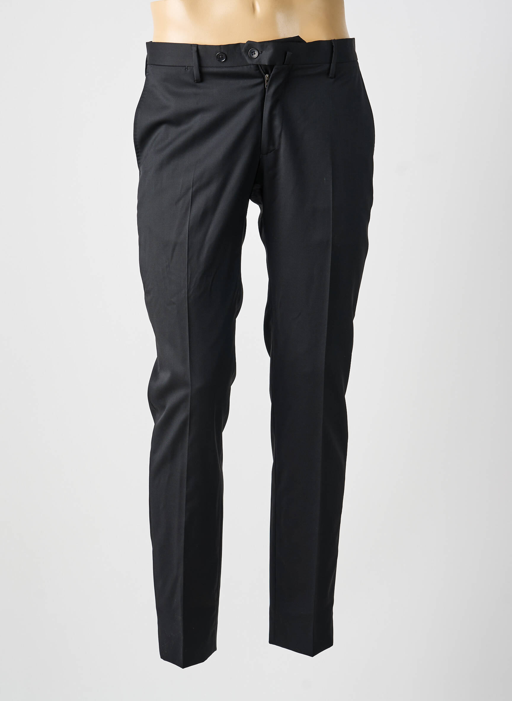 Pantalon slim țesătură poplin mărime normală negru MANUFACTURE bărbat