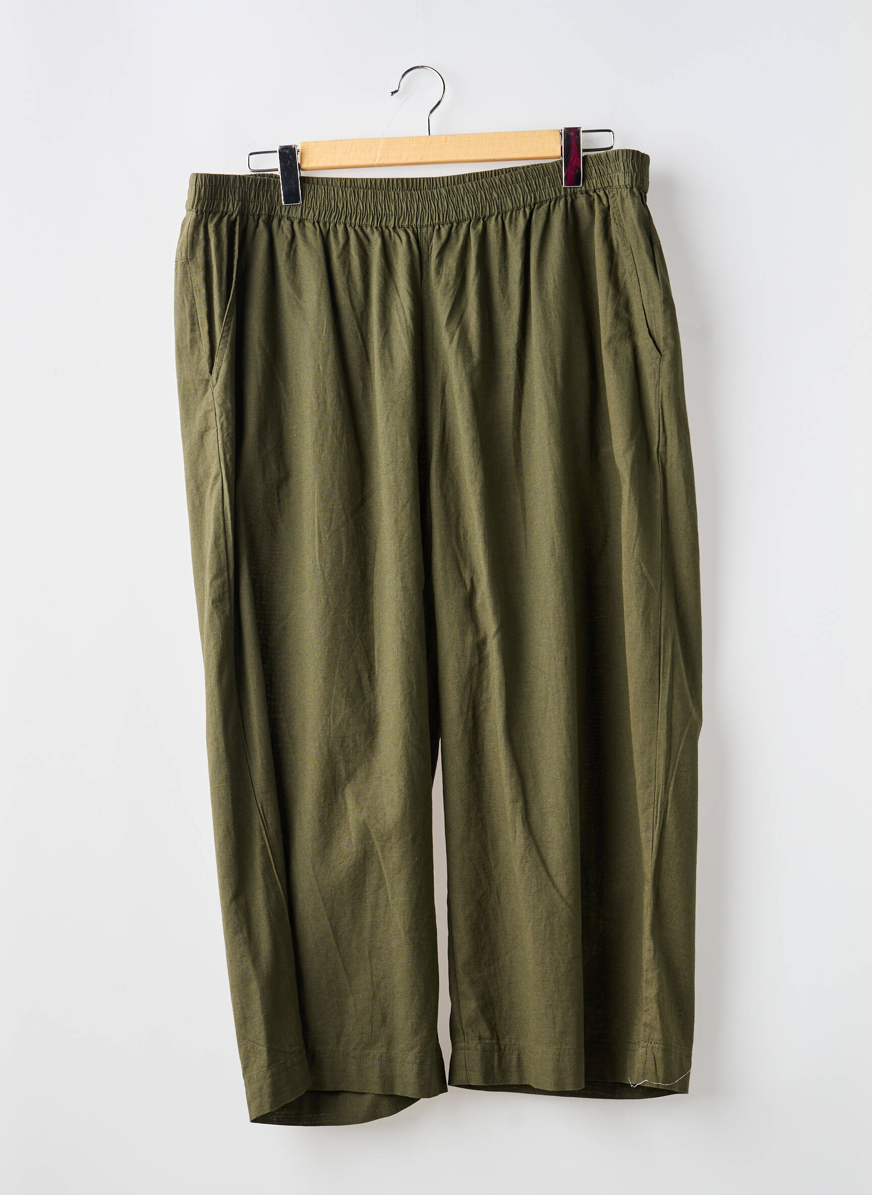 Pantalon 7/8 talie elastică mărime normală verde KAFFE femeie