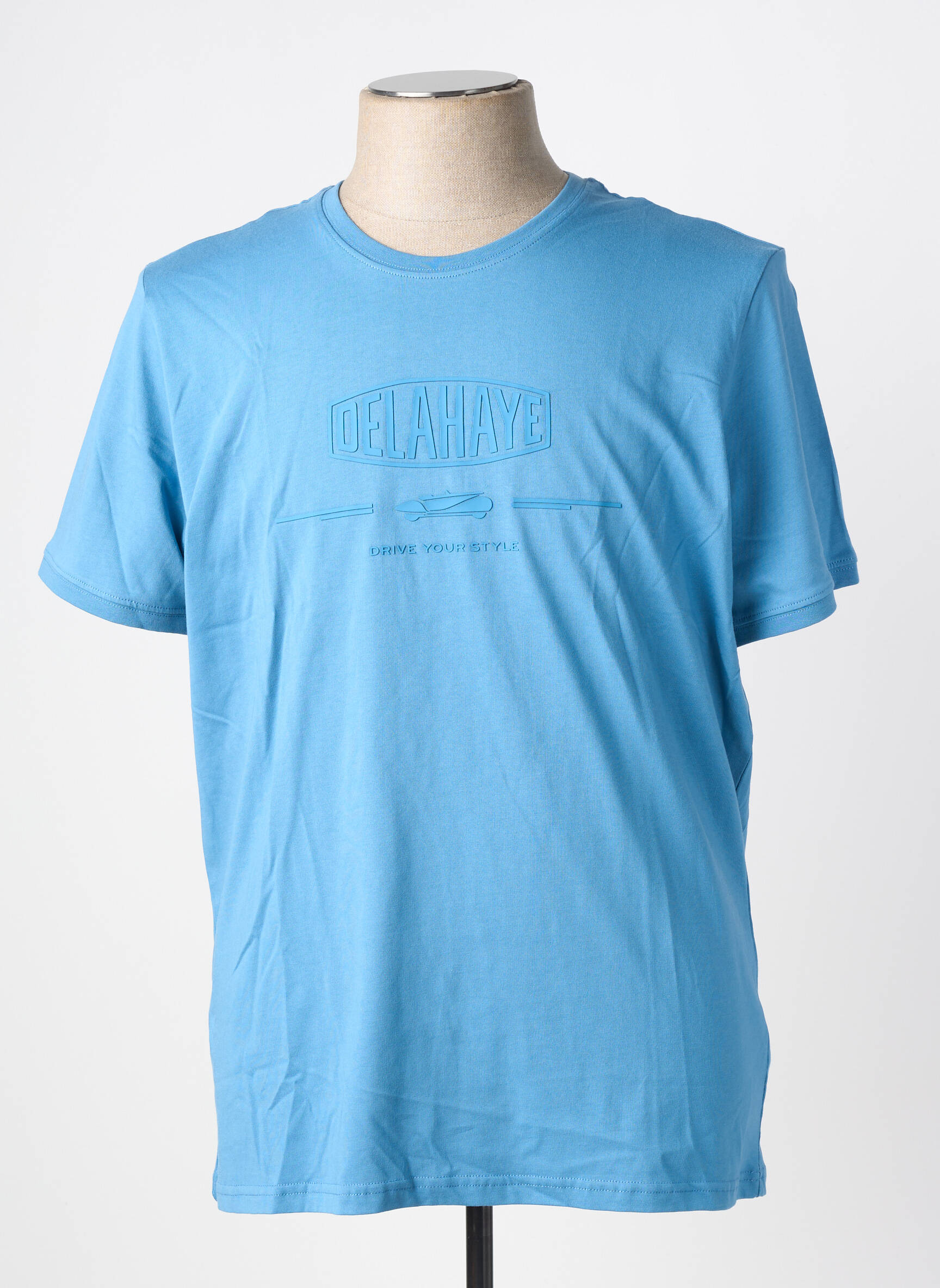 Tricou croială cambrată mâneci scurte albastru DELAHAYE bărbat