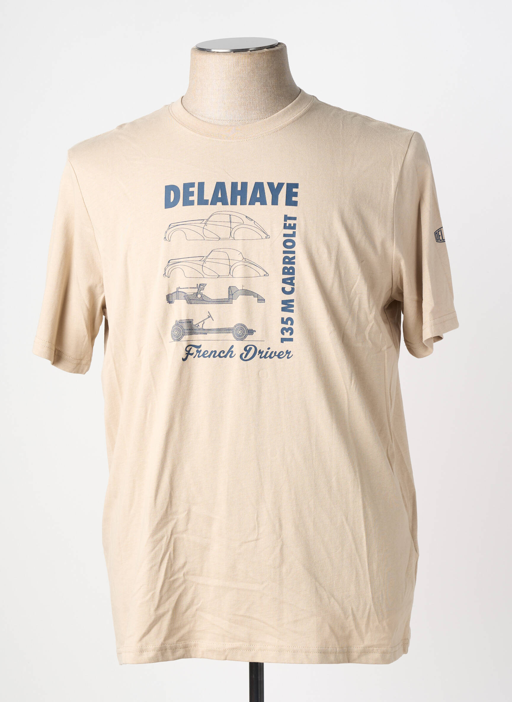 Tricou croială cambrată mâneci scurte bej DELAHAYE bărbat