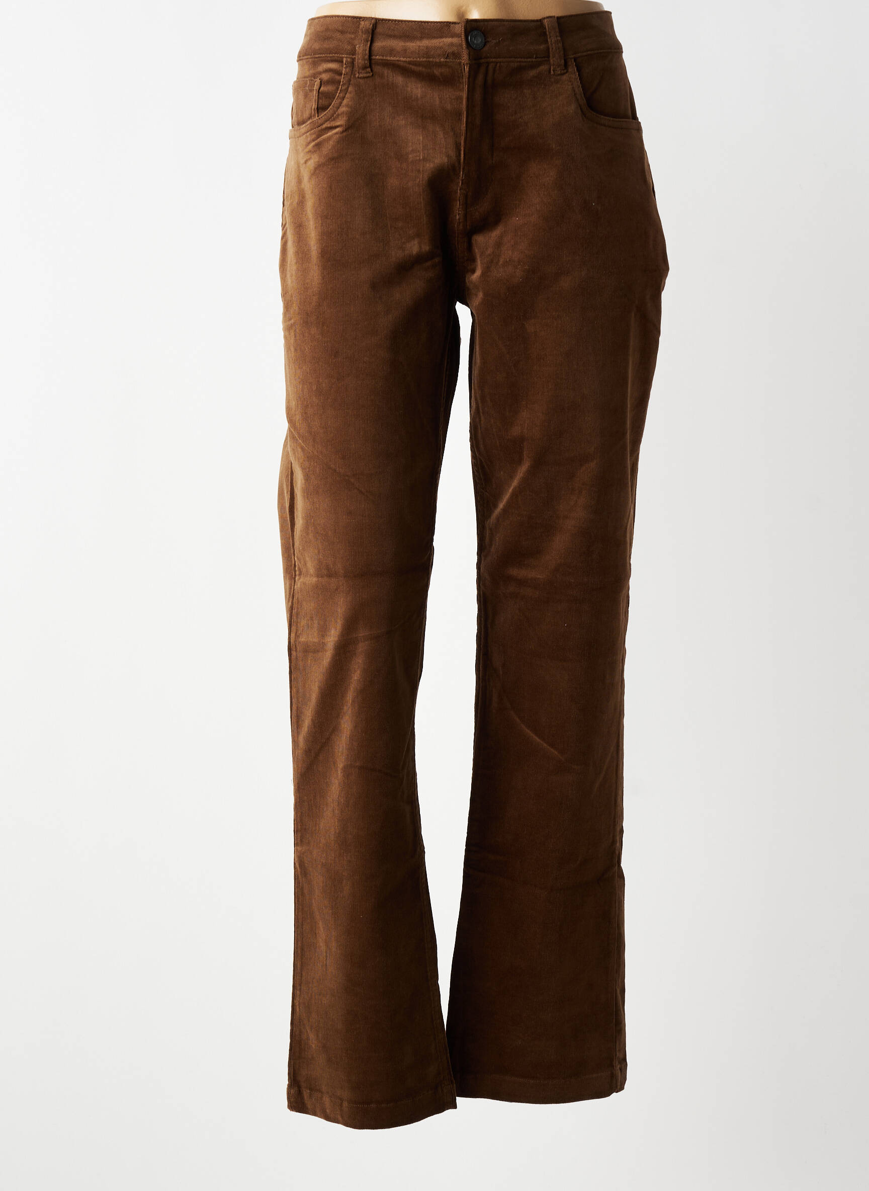 Pantalon drept elasticitate mărime normală maro FRANSA femeie
