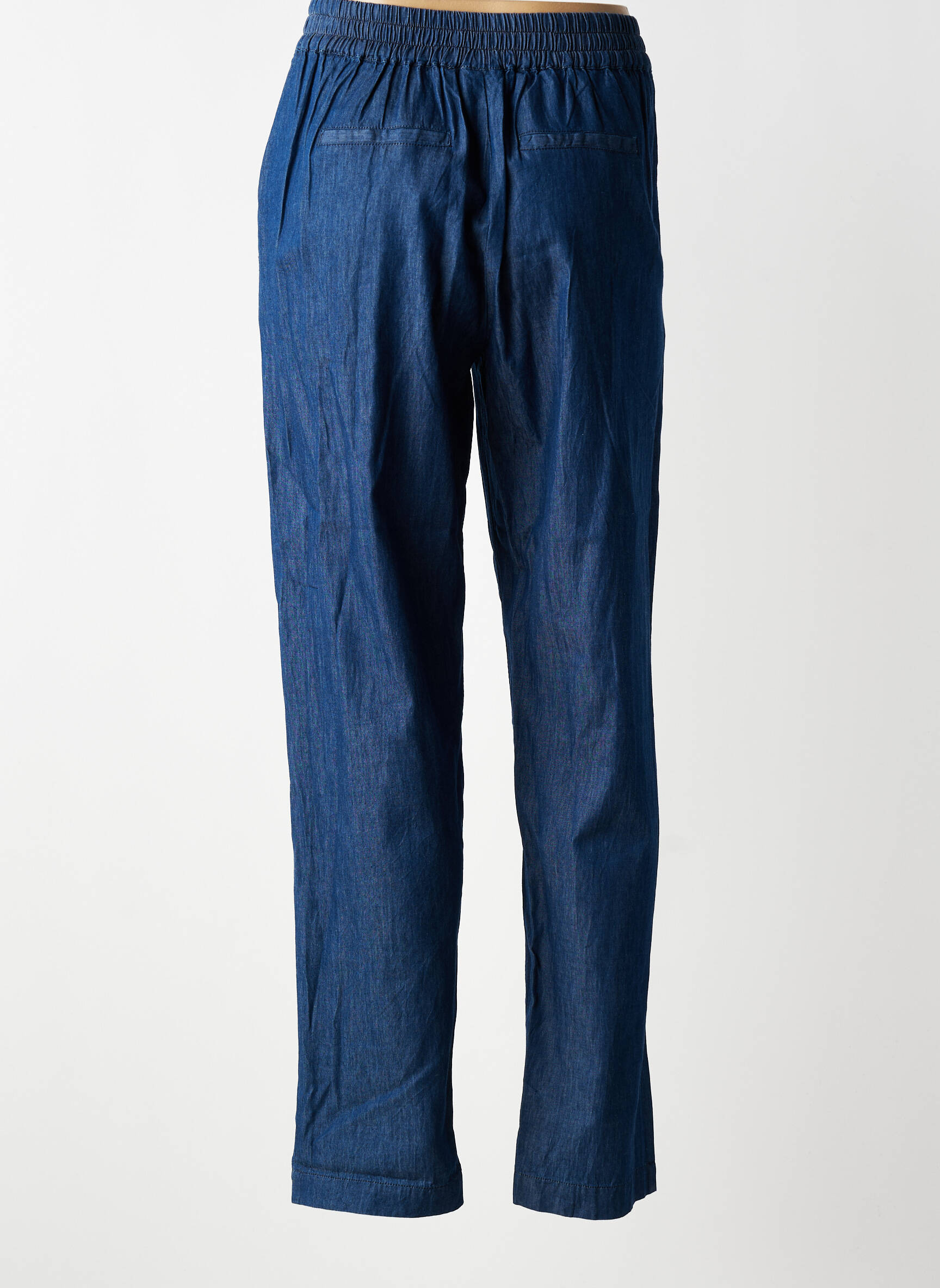 Pantalon drept țesătură poplin mărime normală albastru FRANSA femeie