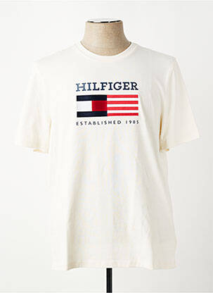 Tricou broderie mâneci scurte bej TOMMY HILFIGER bărbat