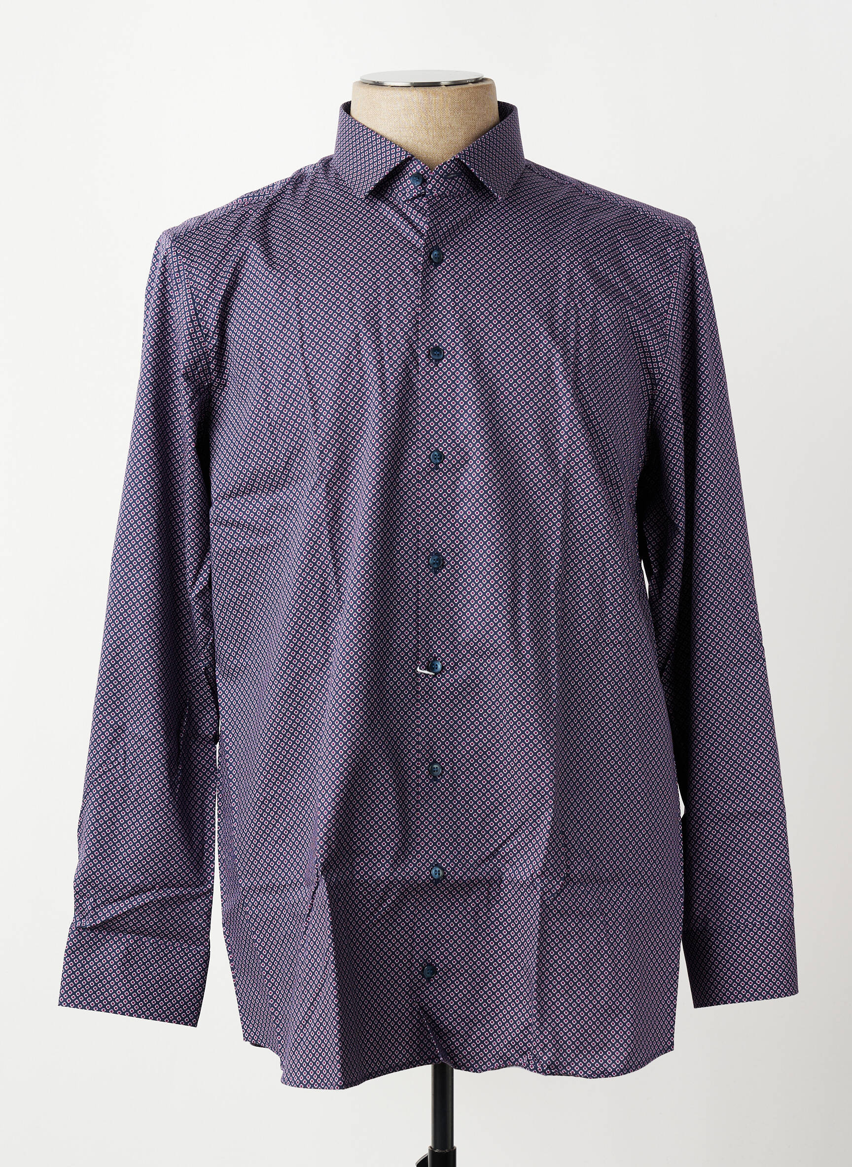 Cămașă cu mâneci lungi imprimeu fantezie albastru OLYMP bărbat