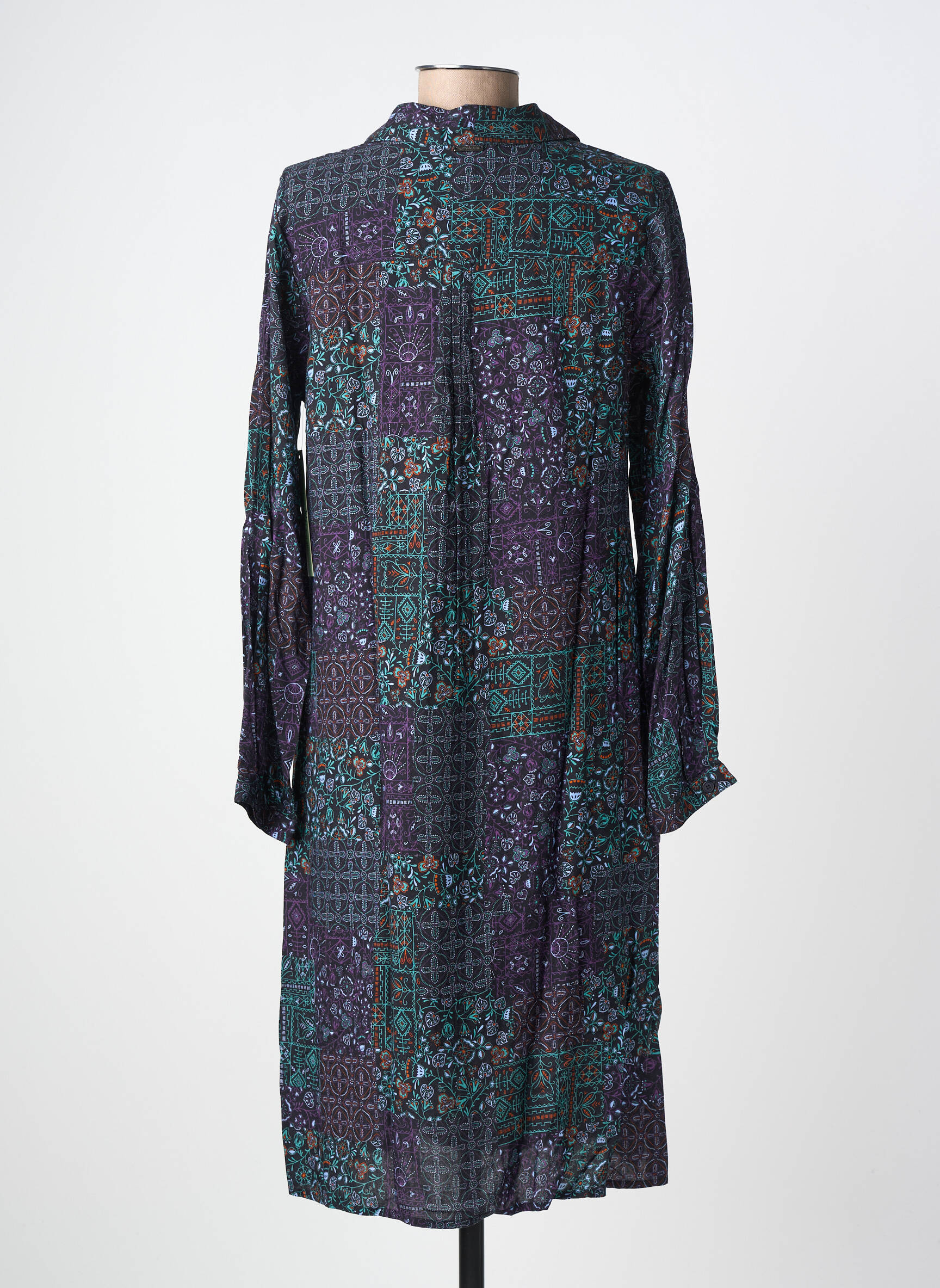 Rochie midi imprimeu fantezie mâneci lungi negru AGATHE & LOUISE femeie