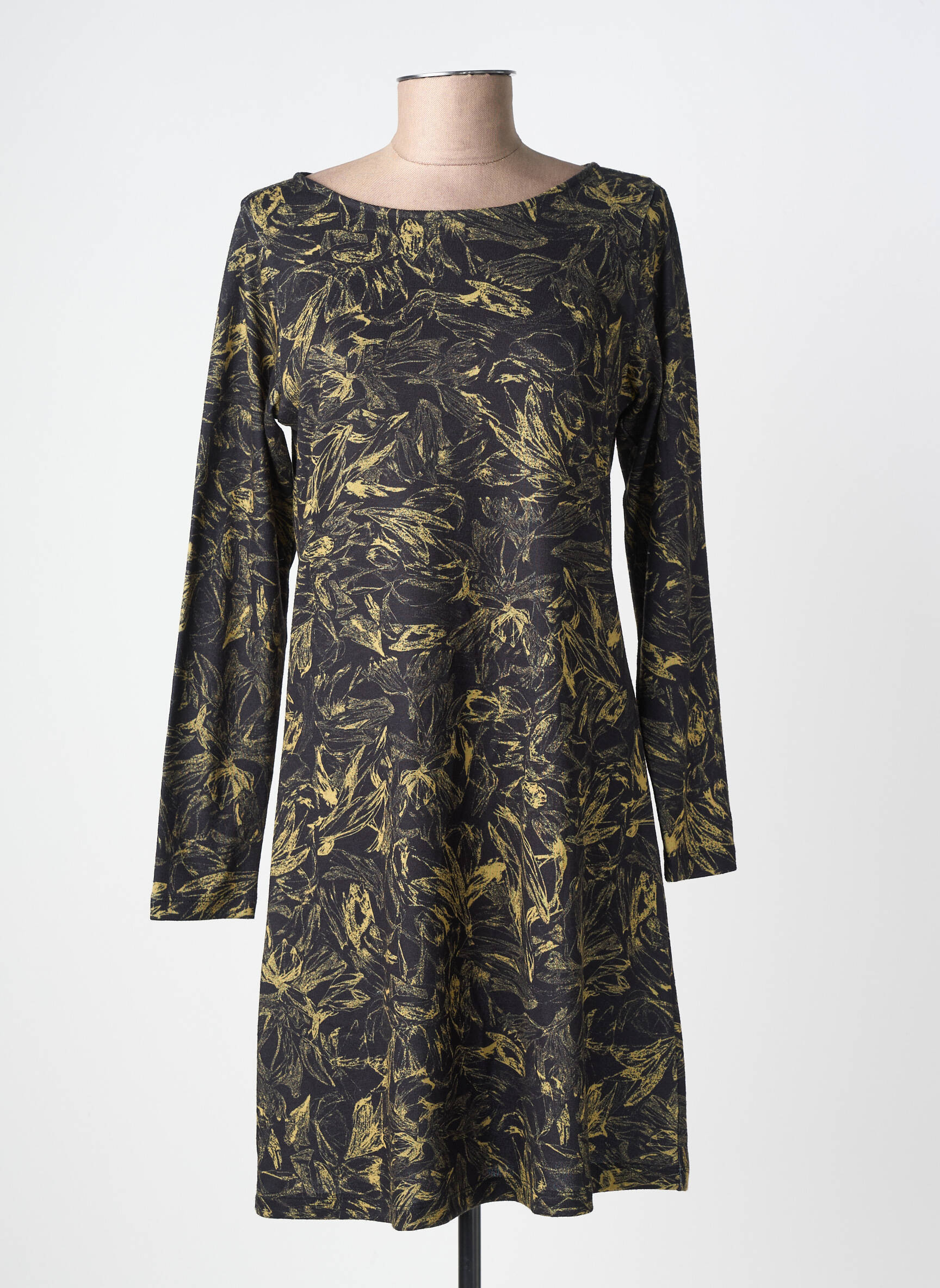 Rochie midi imprimeu fantezie mâneci lungi negru AGATHE & LOUISE femeie