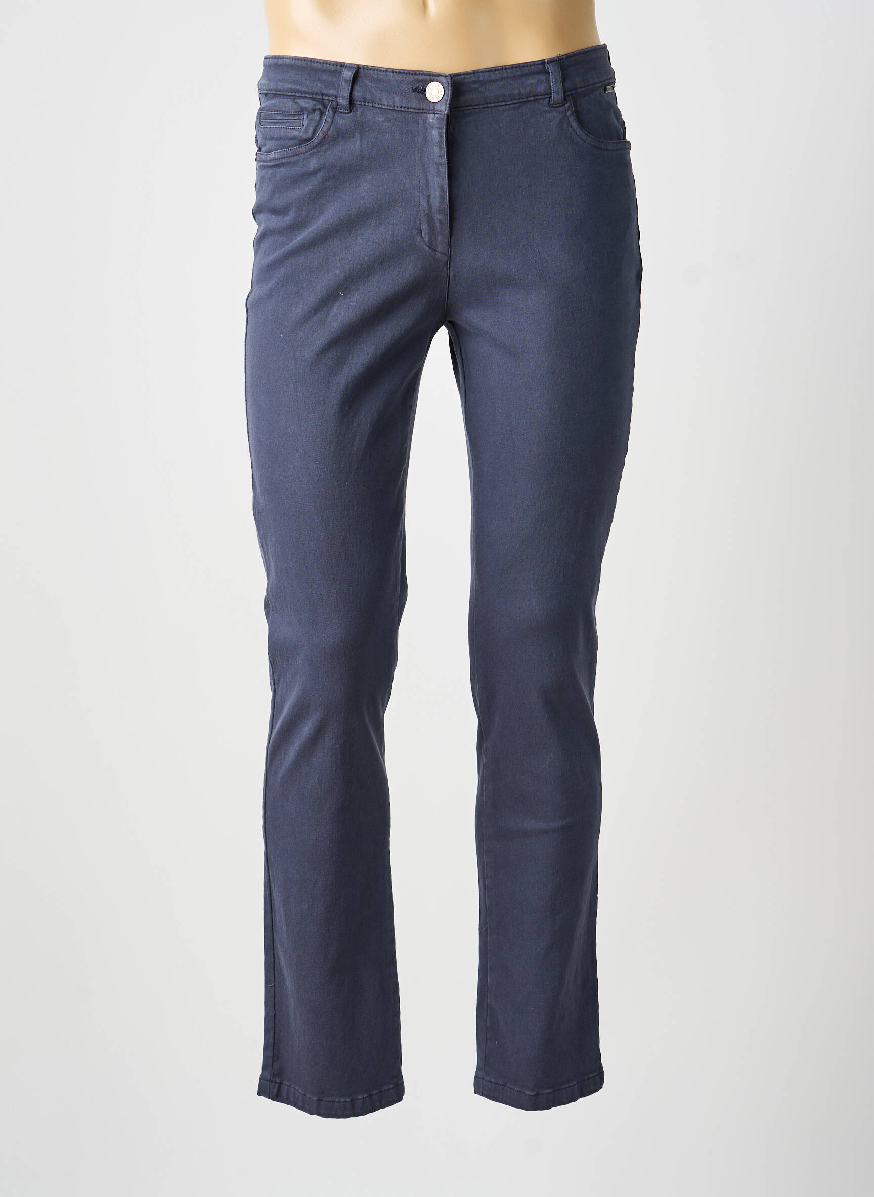 Pantalon slim țesătură poplin mărime normală gri AGATHE & LOUISE femeie