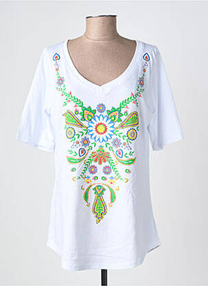 Tricou serigrafie flockată mâneci scurte alb SOPHIA femeie