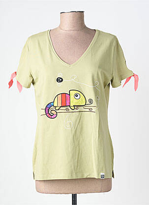 Tricou guler în v mâneci scurte verde NOOS NOOS femeie