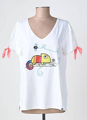 Tricou guler în v mâneci scurte alb NOOS NOOS femeie