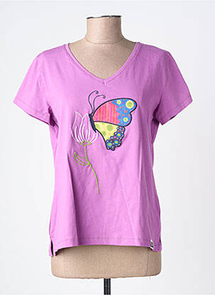 Tricou guler în v mâneci scurte violet NOOS NOOS femeie