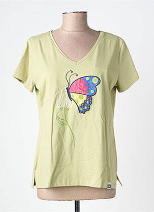 Tricou guler în v mâneci scurte verde NOOS NOOS femeie