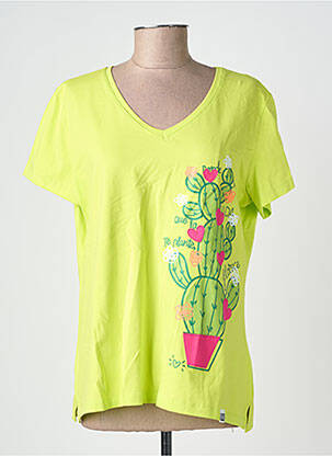 Tricou serigrafie flockată mâneci scurte verde NOOS NOOS femeie