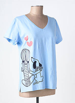 Tricou serigrafie flockată mâneci scurte albastru NOOS NOOS femeie