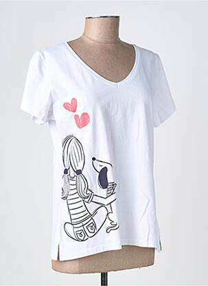 Tricou serigrafie flockată mâneci scurte alb NOOS NOOS femeie