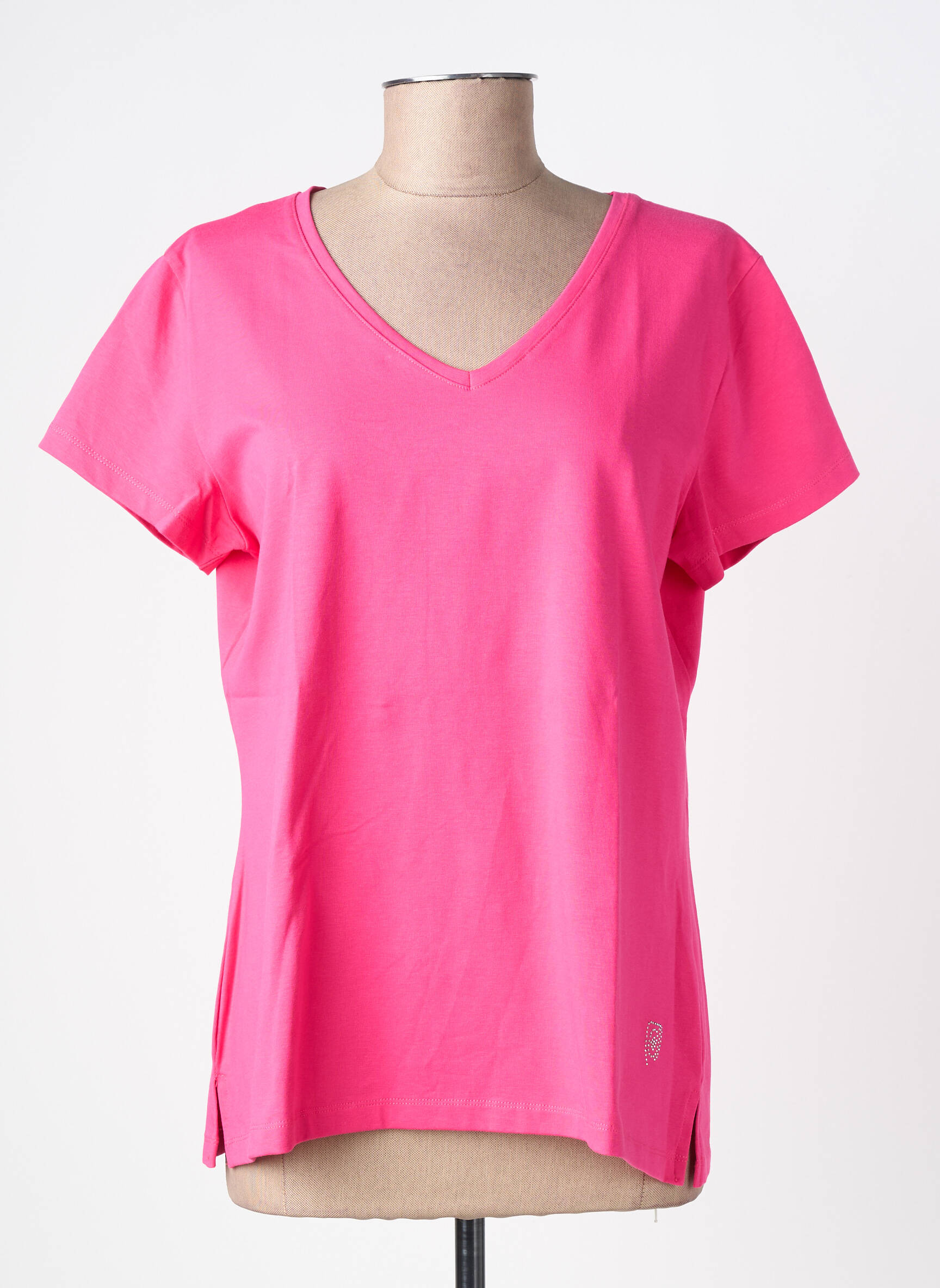 Tricou guler în v mâneci scurte roz NOOS NOOS femeie