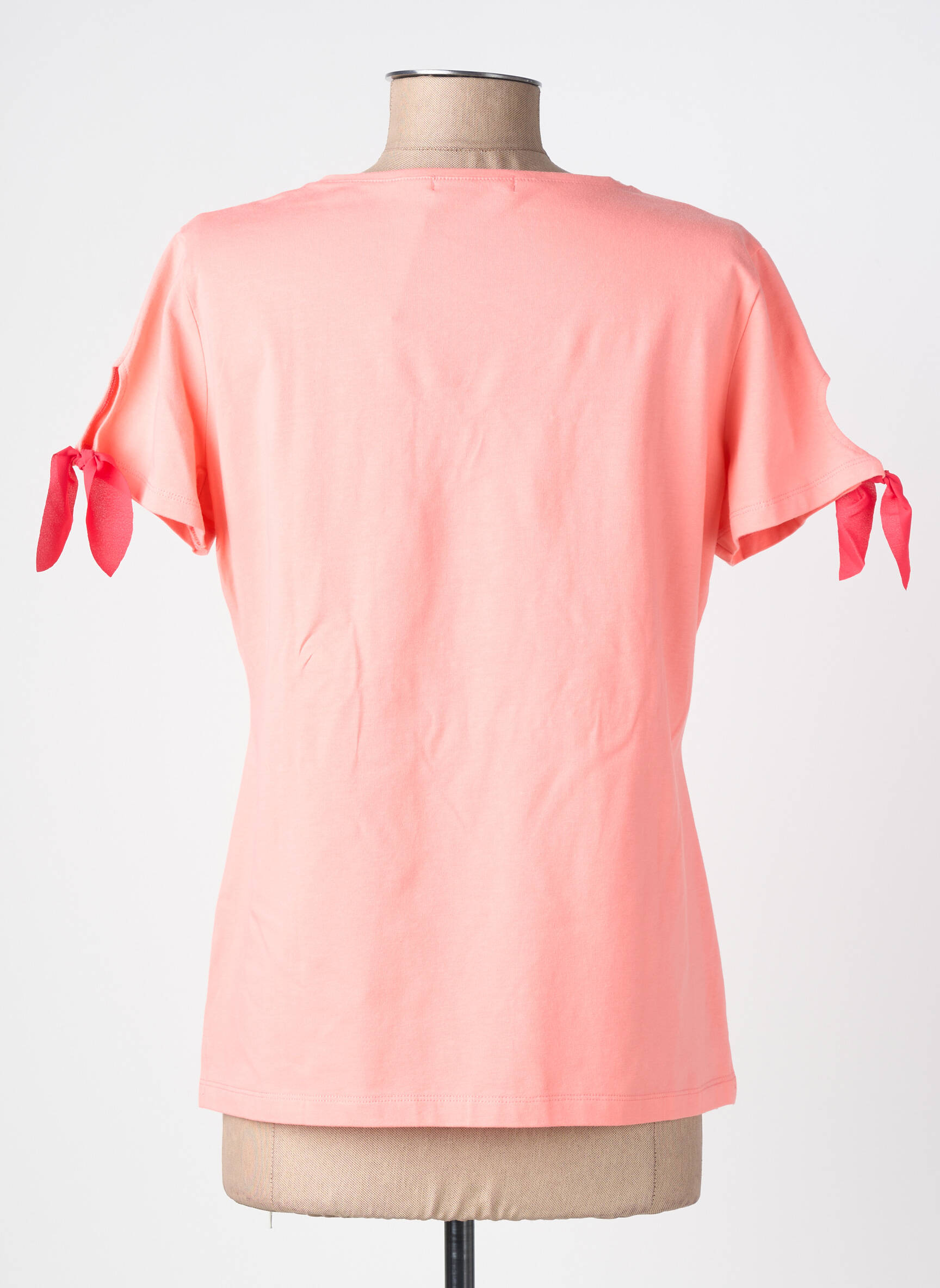 Tricou guler în v mâneci scurte roz NOOS NOOS femeie