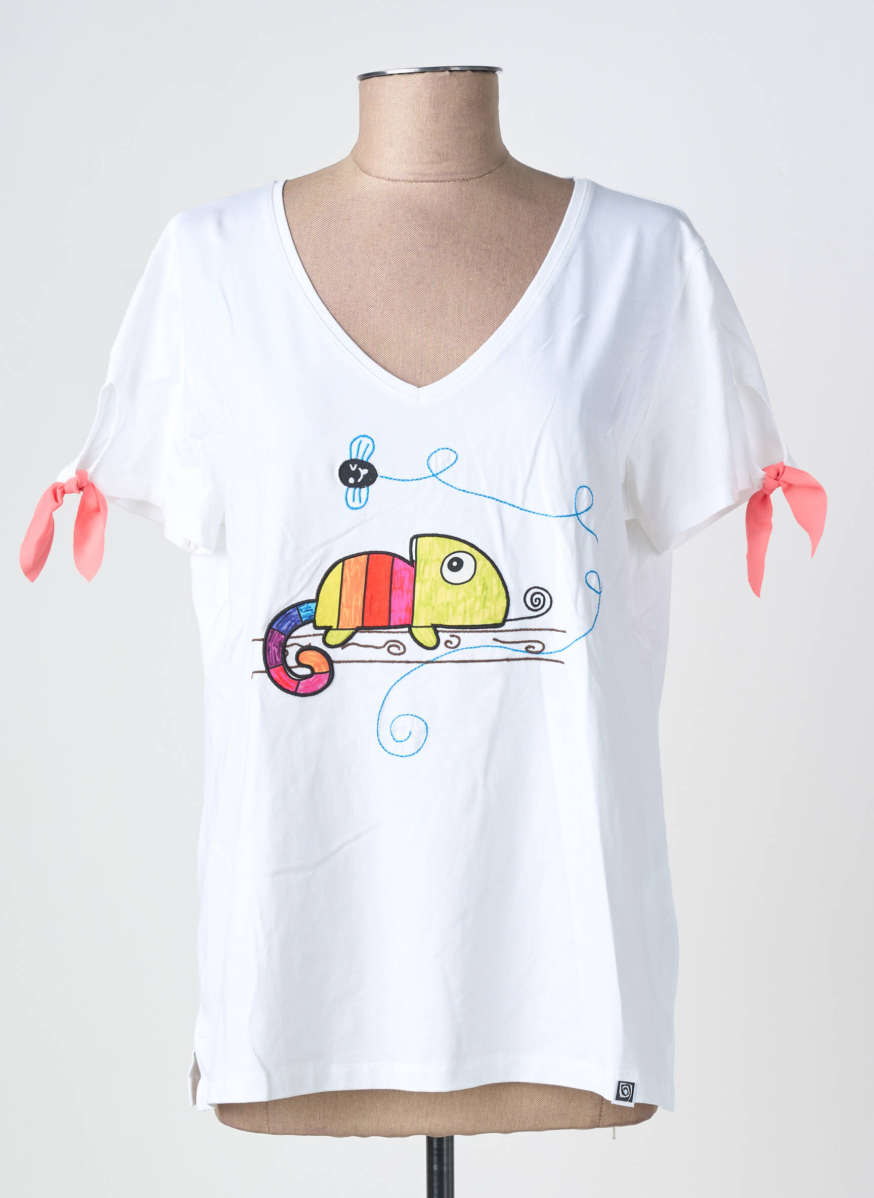 Tricou guler în v mâneci scurte alb NOOS NOOS femeie