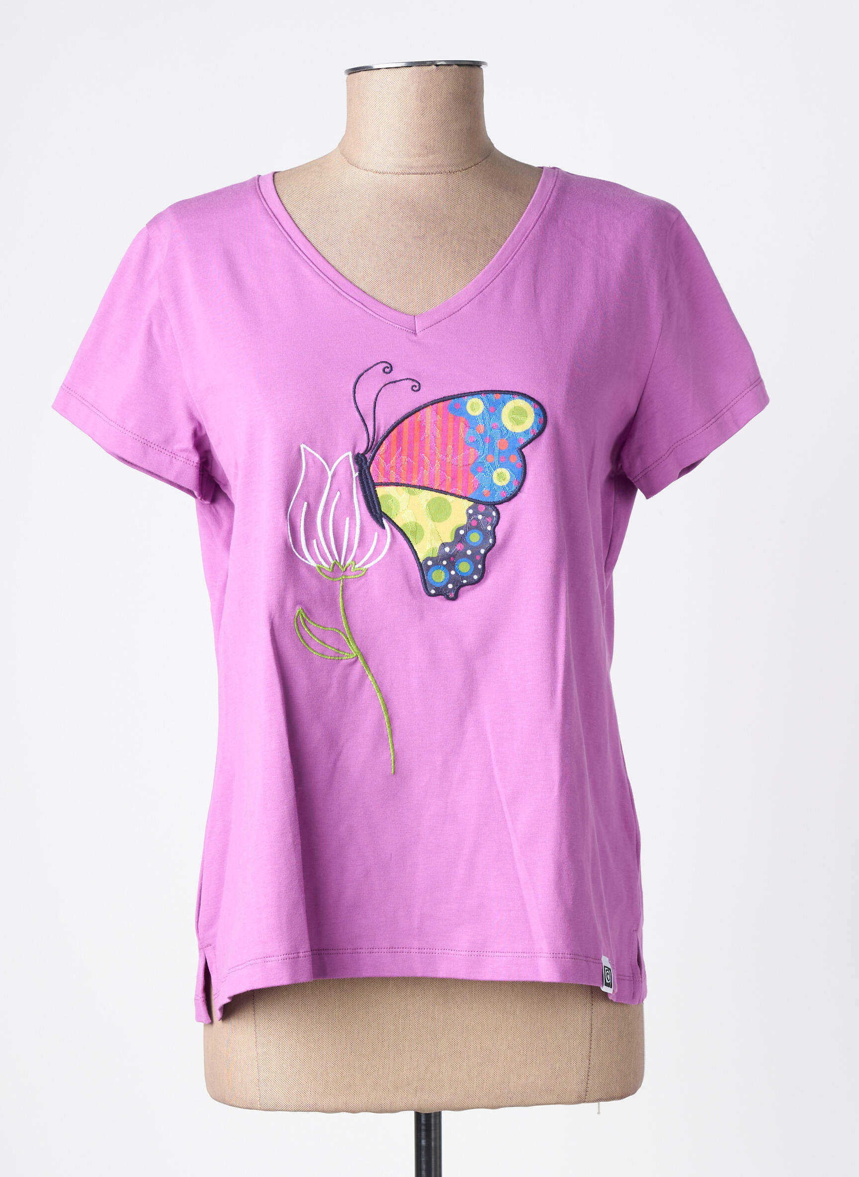 Tricou guler în v mâneci scurte violet NOOS NOOS femeie