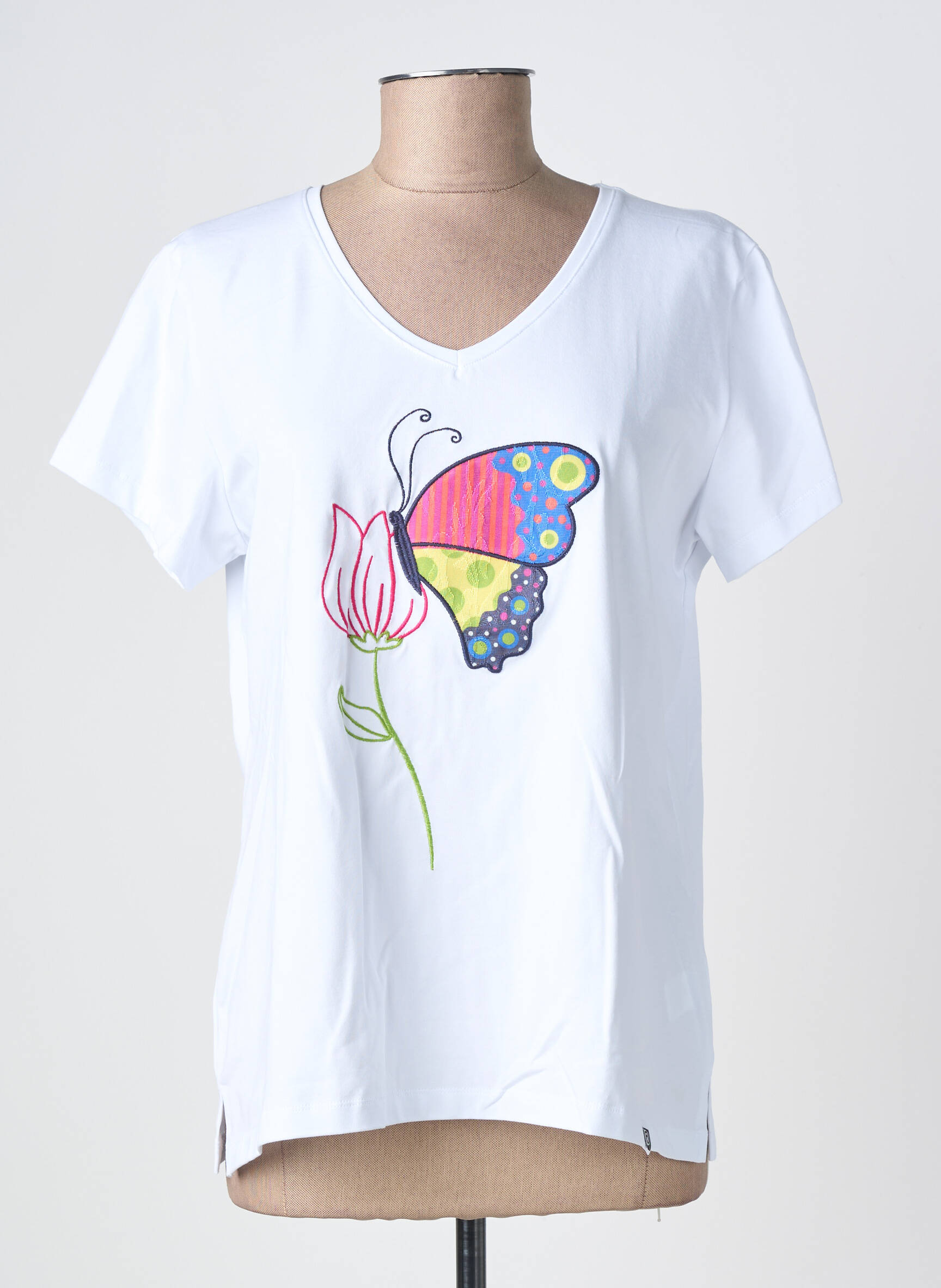 Tricou guler în v mâneci scurte alb NOOS NOOS femeie
