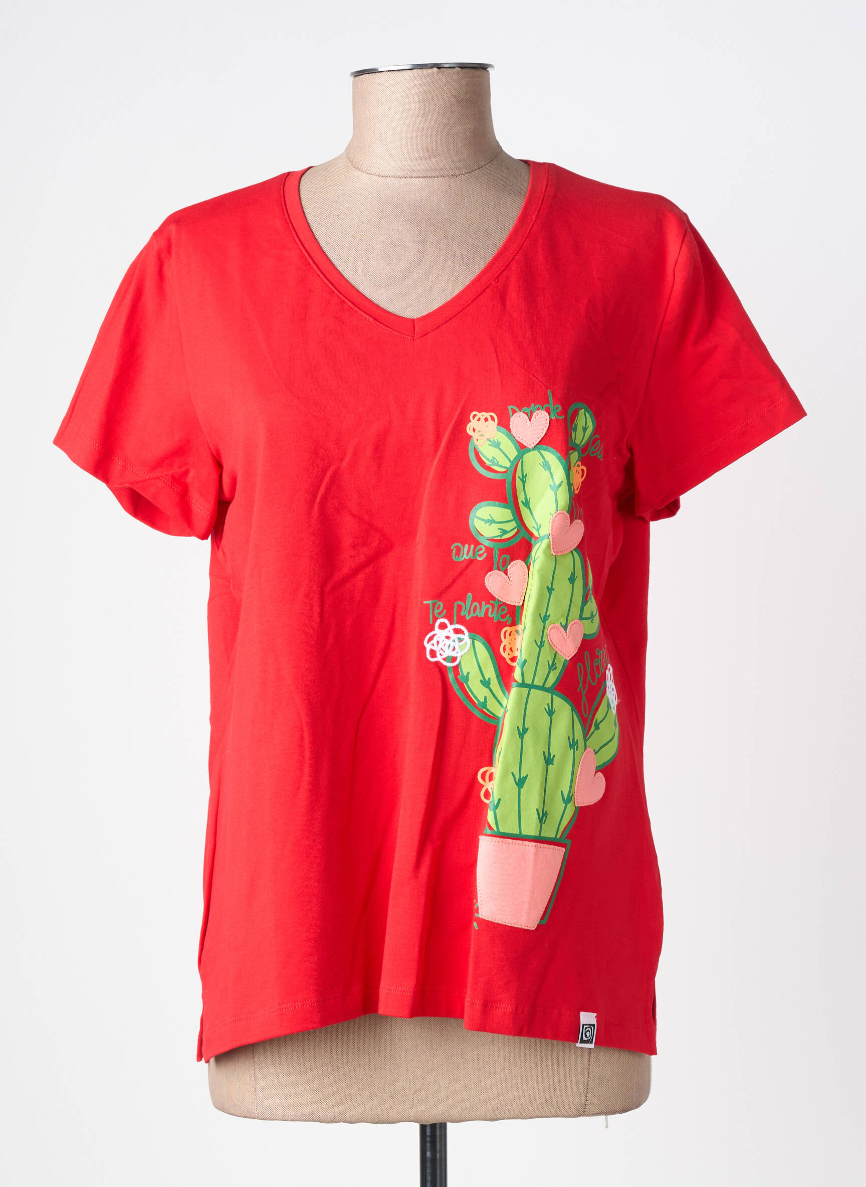 Tricou serigrafie flockată mâneci scurte roșu NOOS NOOS femeie