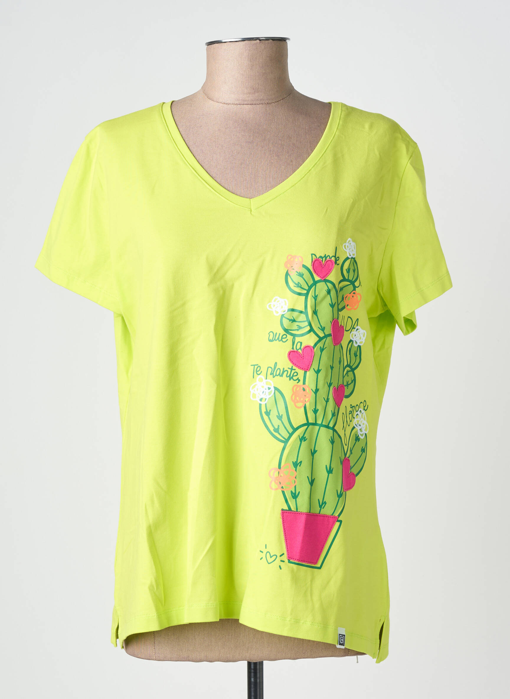 Tricou serigrafie flockată mâneci scurte verde NOOS NOOS femeie