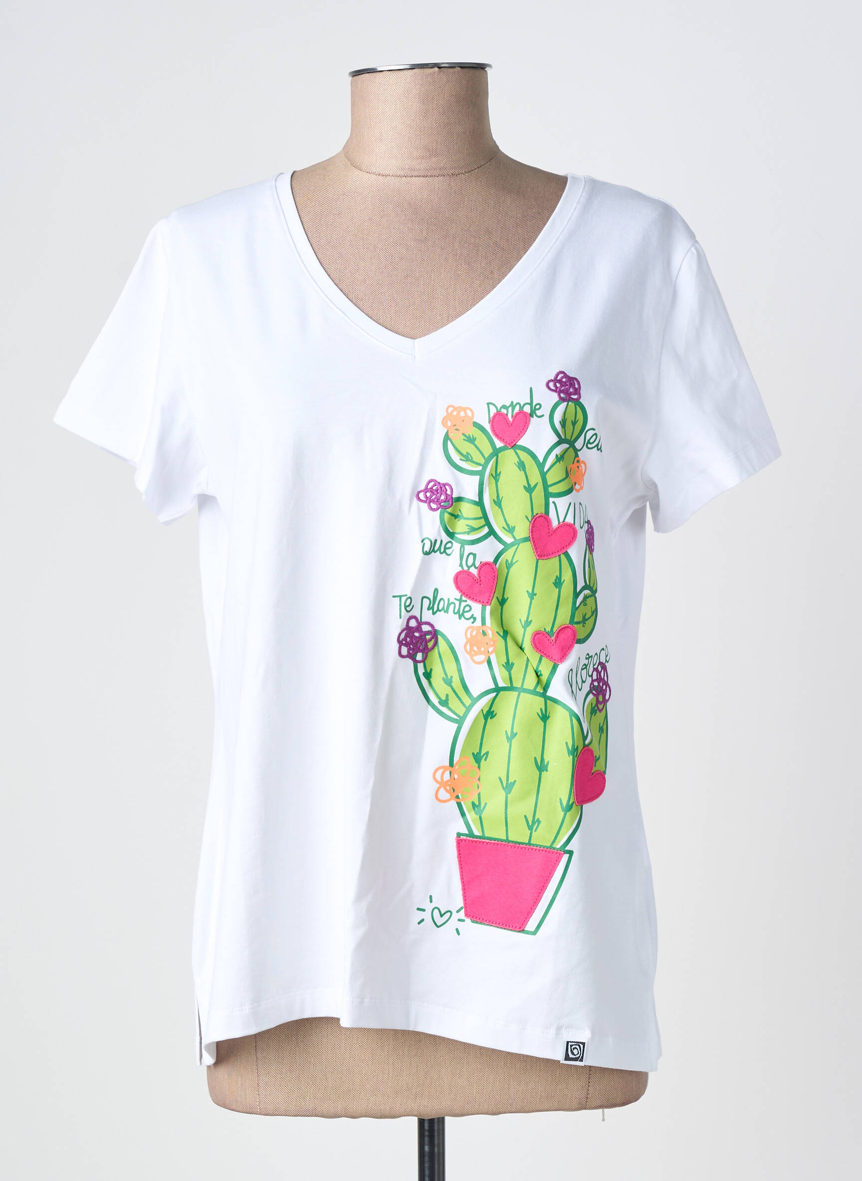 Tricou serigrafie flockată mâneci scurte alb NOOS NOOS femeie