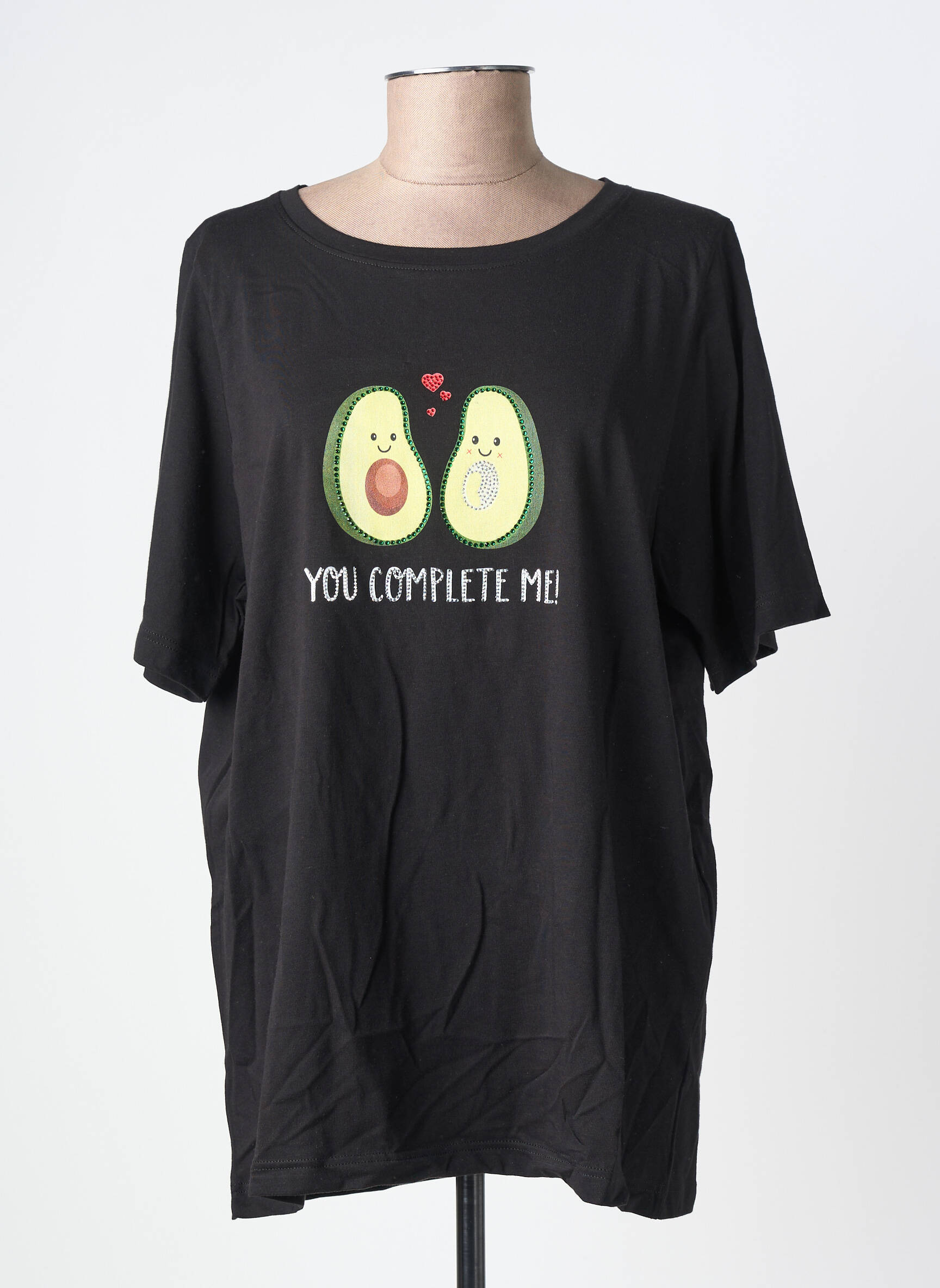 Tricou serigrafie flockată mâneci scurte negru SOPHIA femeie