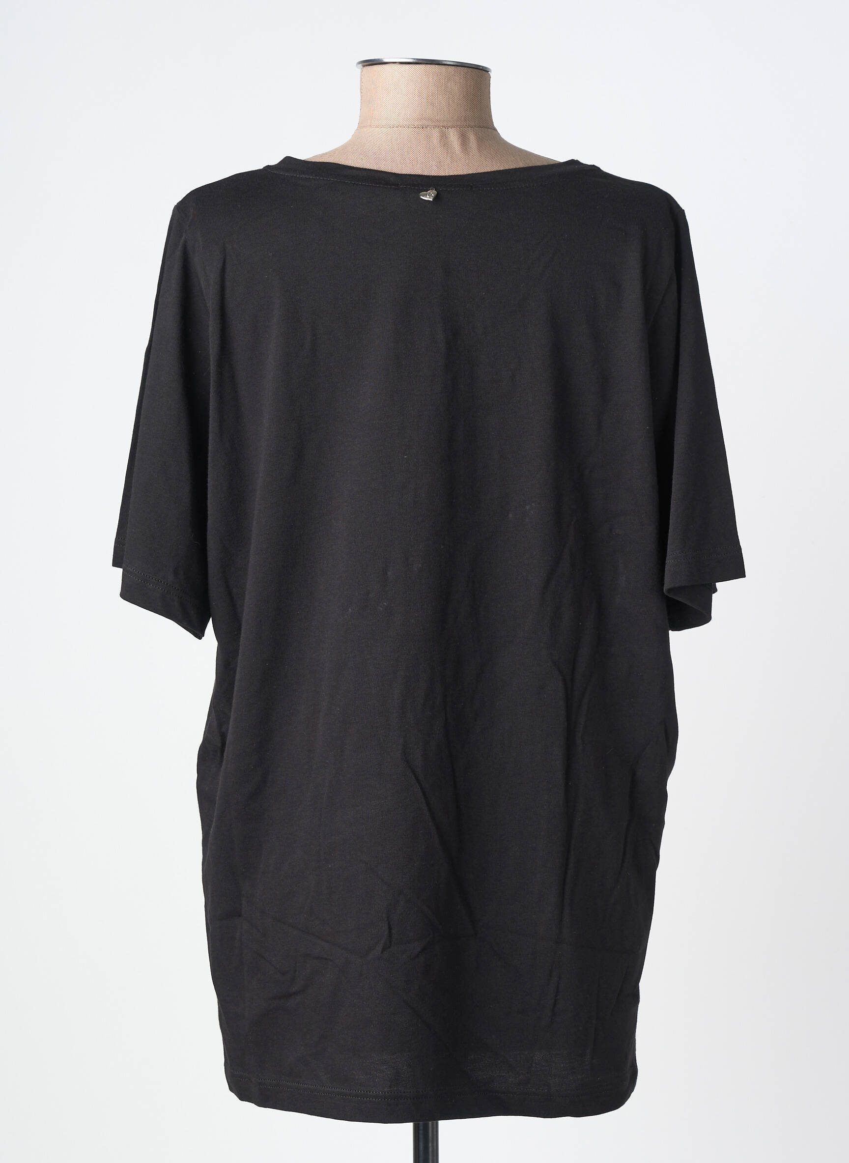 Tricou serigrafie flockată mâneci scurte negru SOPHIA femeie
