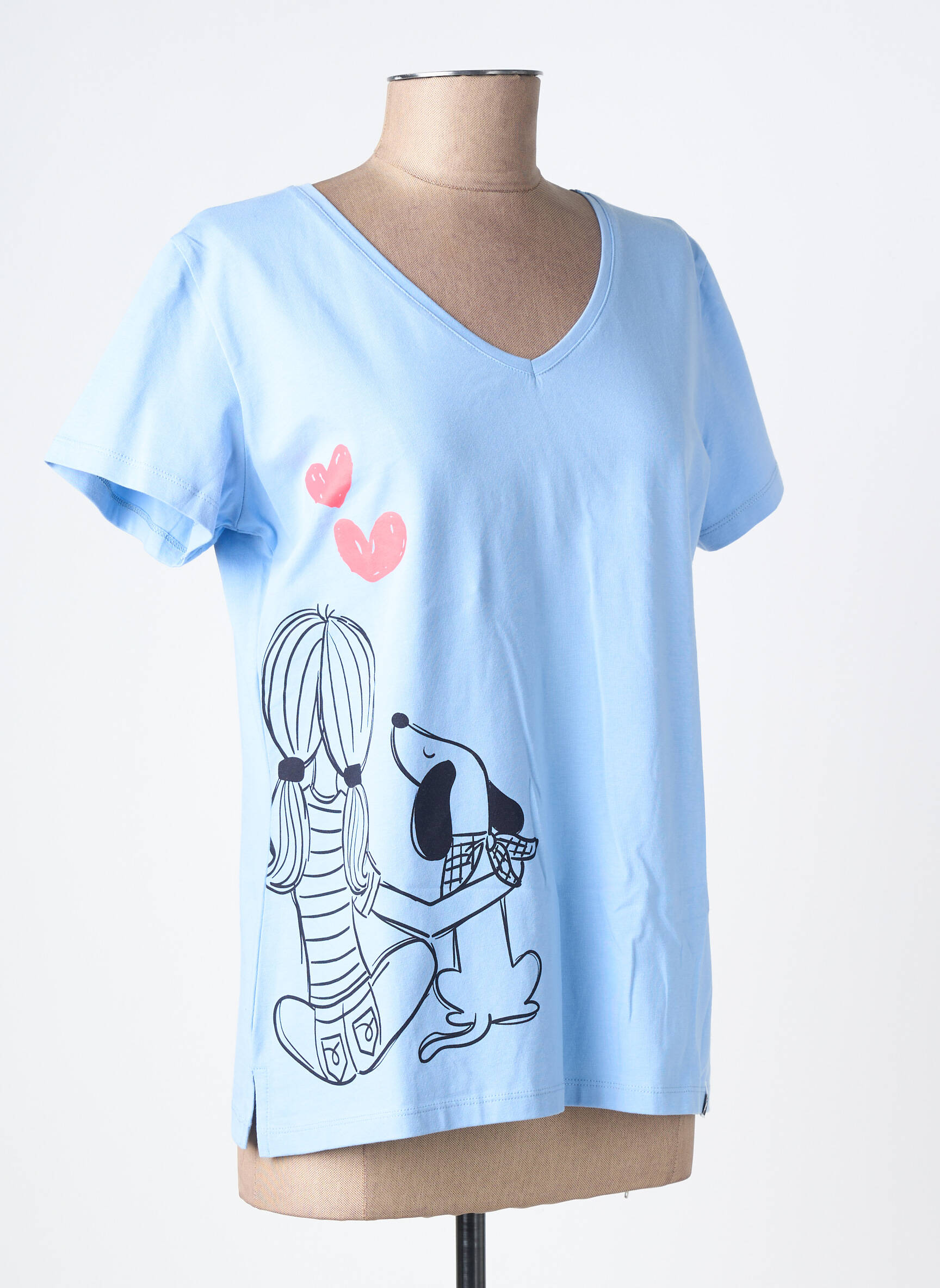 Tricou serigrafie flockată mâneci scurte albastru NOOS NOOS femeie