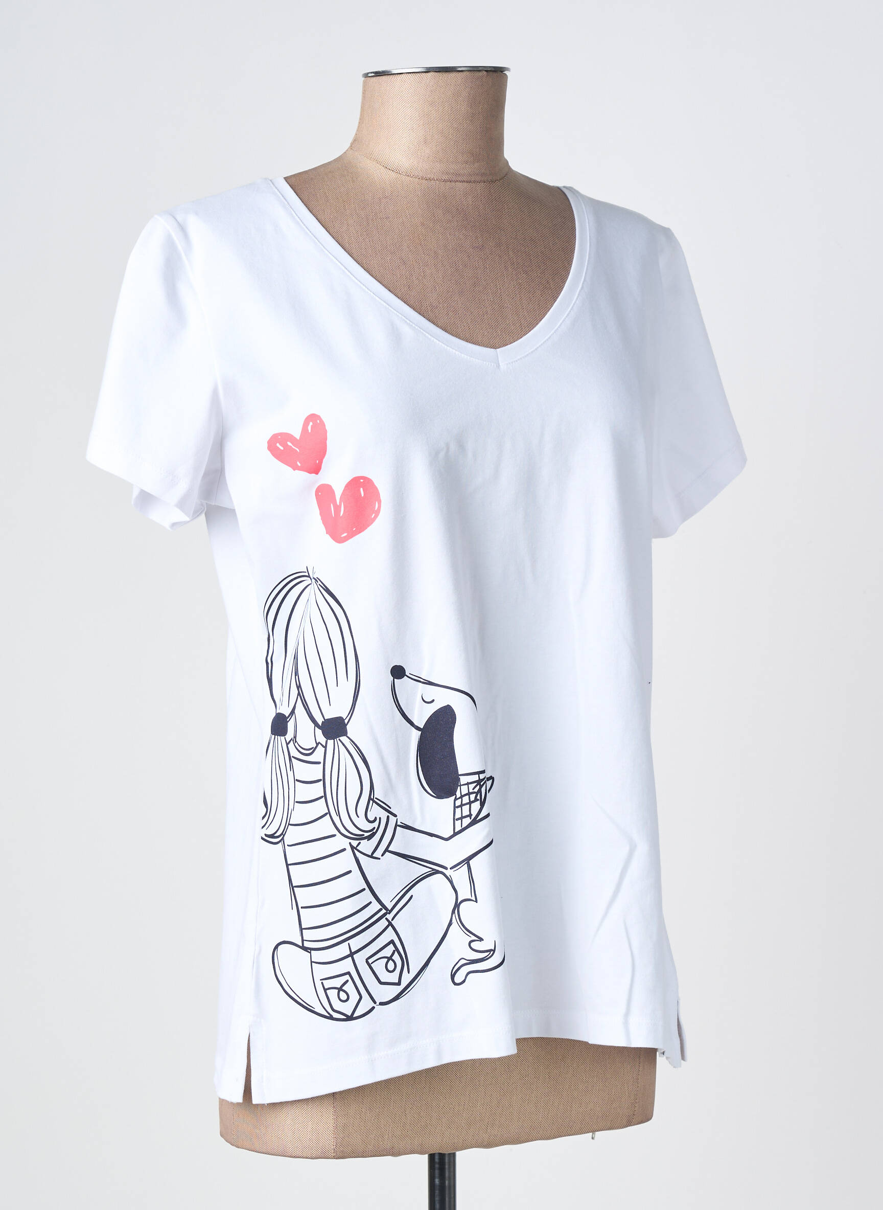 Tricou serigrafie flockată mâneci scurte alb NOOS NOOS femeie