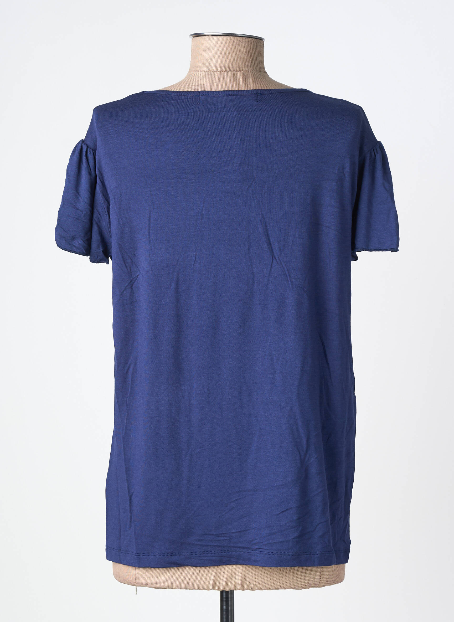 Tricou elasticitate mâneci scurte albastru TRES BOUTONS femeie