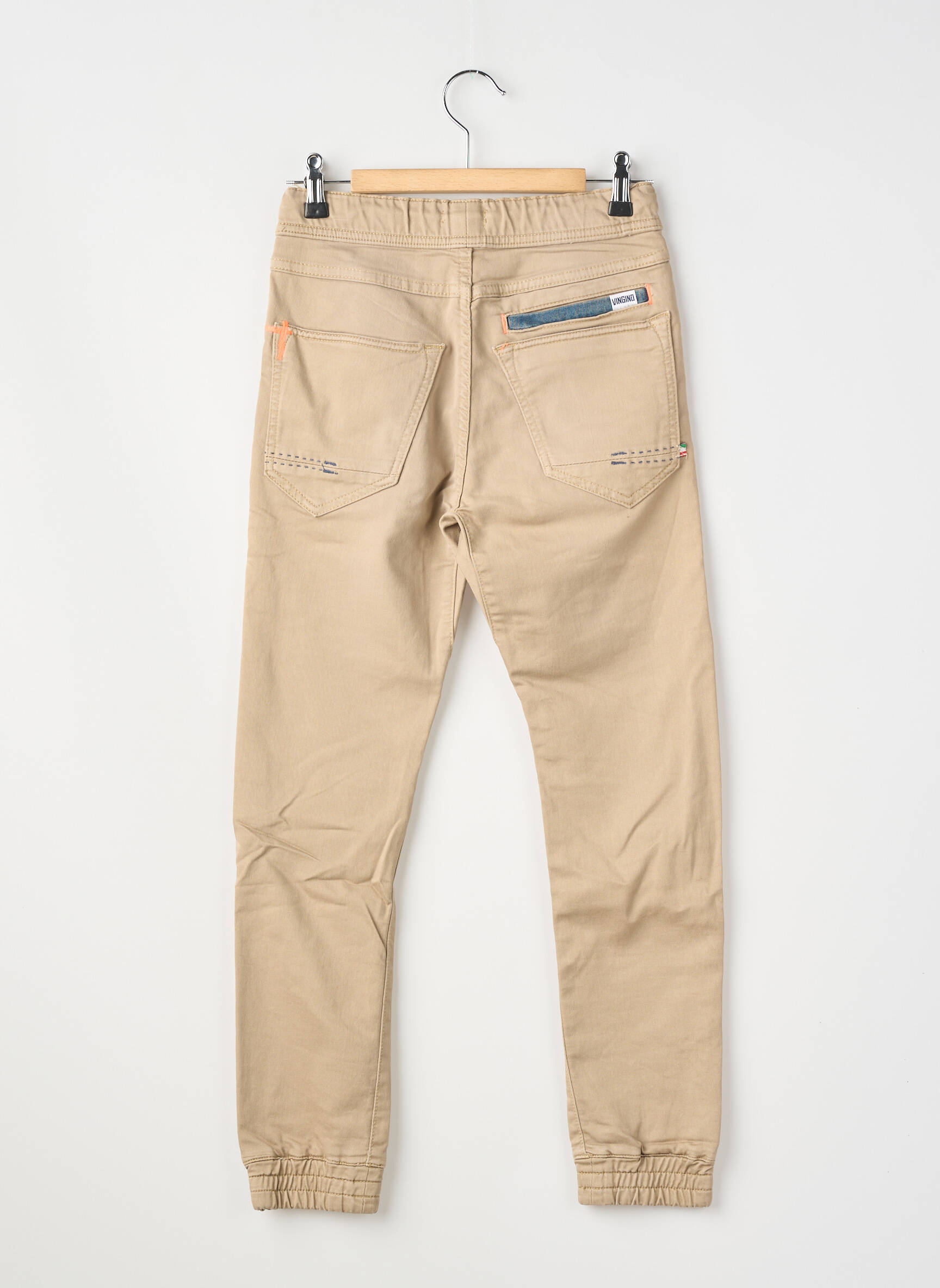 Pantalon slim închidere cu legături de legat talie elastică bej VINGINO băiat
